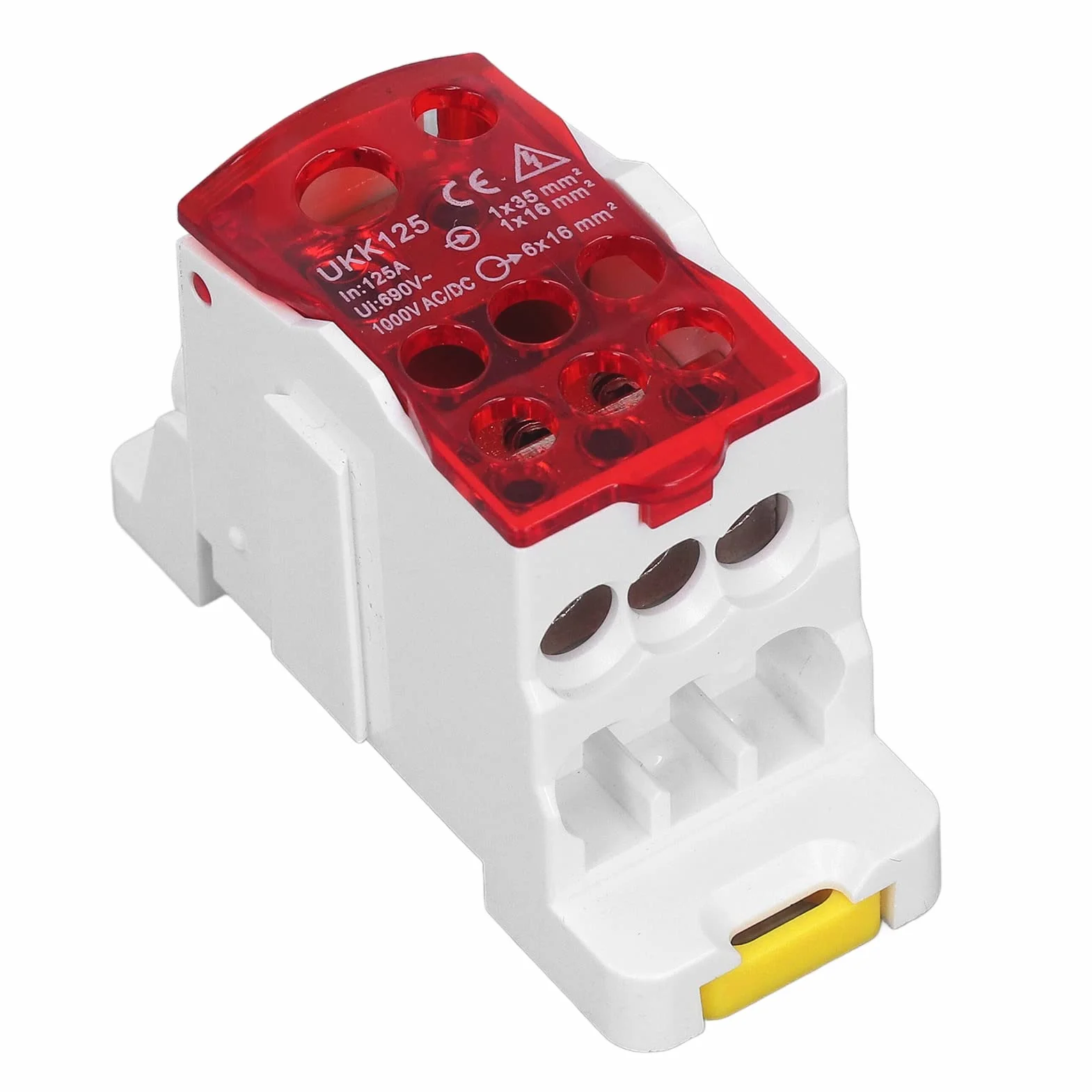 Bornier UKK-125A 690V Rail Din Boîte De Jonction Distribution Avec Couvercle Protection Rouge