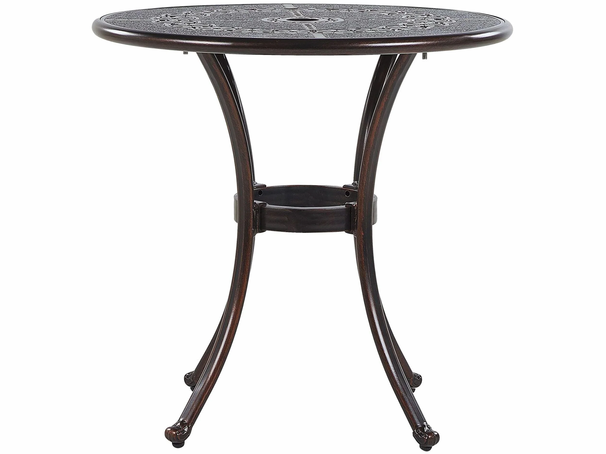 Beliani Table de Repas de Jardin Ronde 65 cm Aluminium Effet Vieilli Marron Foncé