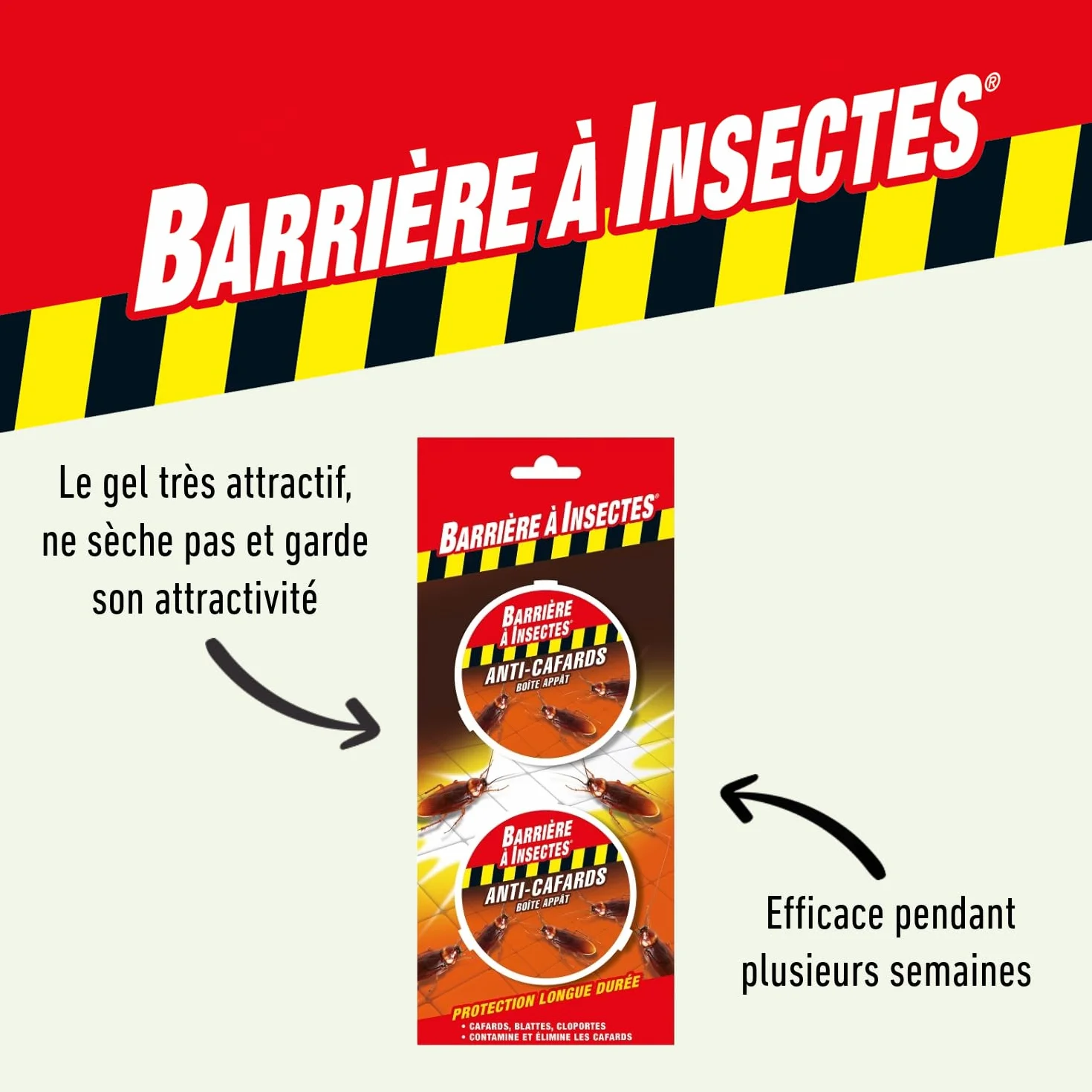 BARRIERE A INSECTES Boite Appât Anti-Cafards Cloportes, 2 x 3 g, Action 4 semaines