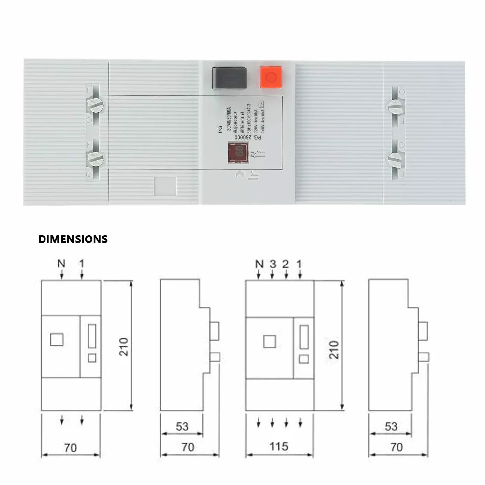 Disjoncteur Bipolaire 2P 30/60A 50Hz/60Hz Basse Tension