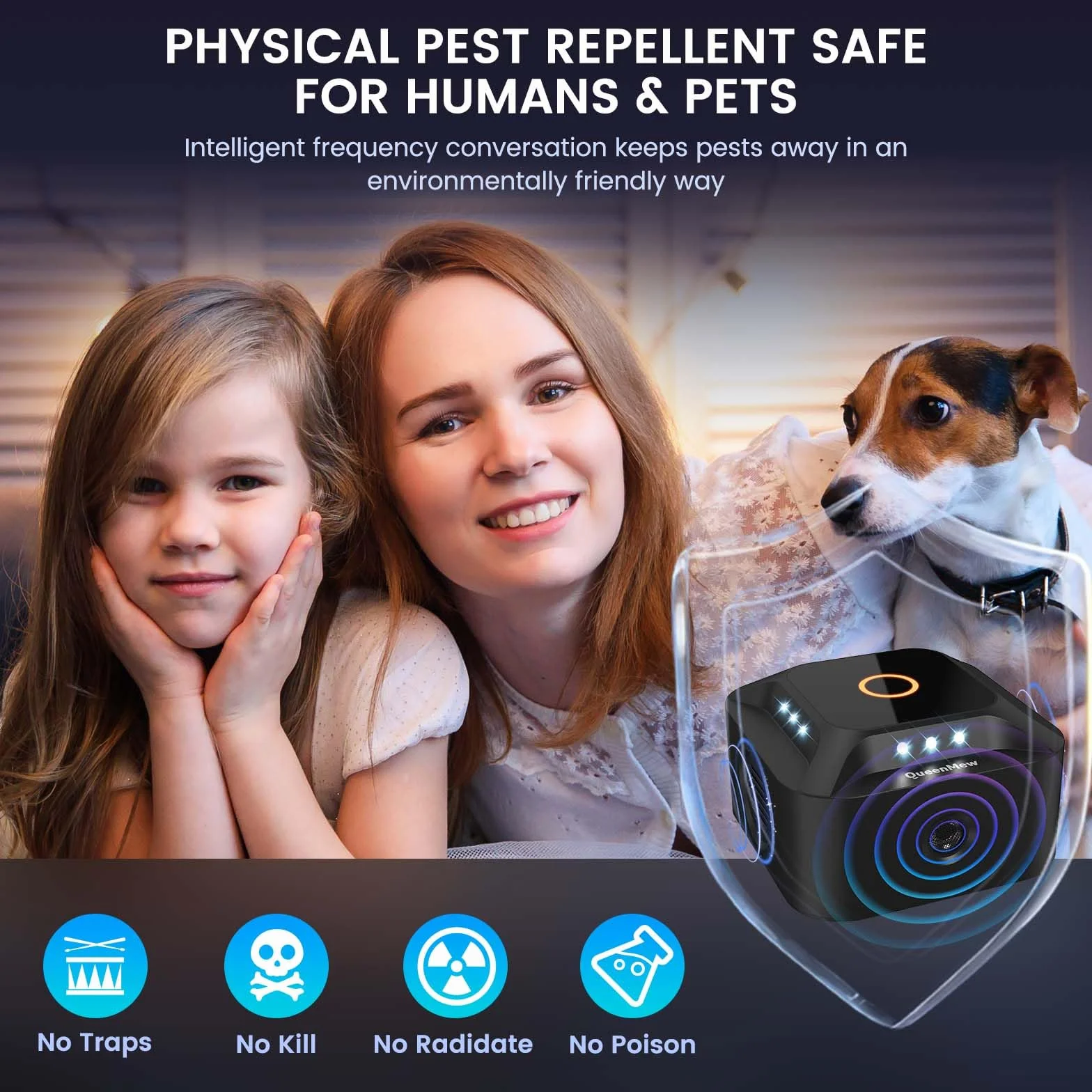 Ultrasons Souris et Rats 360°, 3 Modes Anti Souris Répulsif Souris Brancher avec 12 Lumières Stroboscopiques, 300 M² Large Portée Ultrasons Anti Rongeurs pour Souris Rat Araignée Moth Fourmi