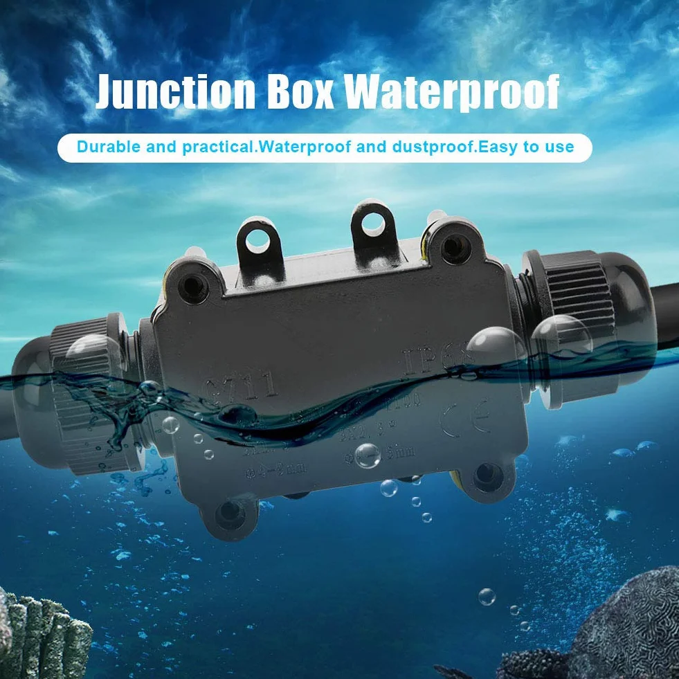 Boîte De Jonction IP68 2 Voies Extérieur étanche Connecteur Protection Ligne Câble Souterrain