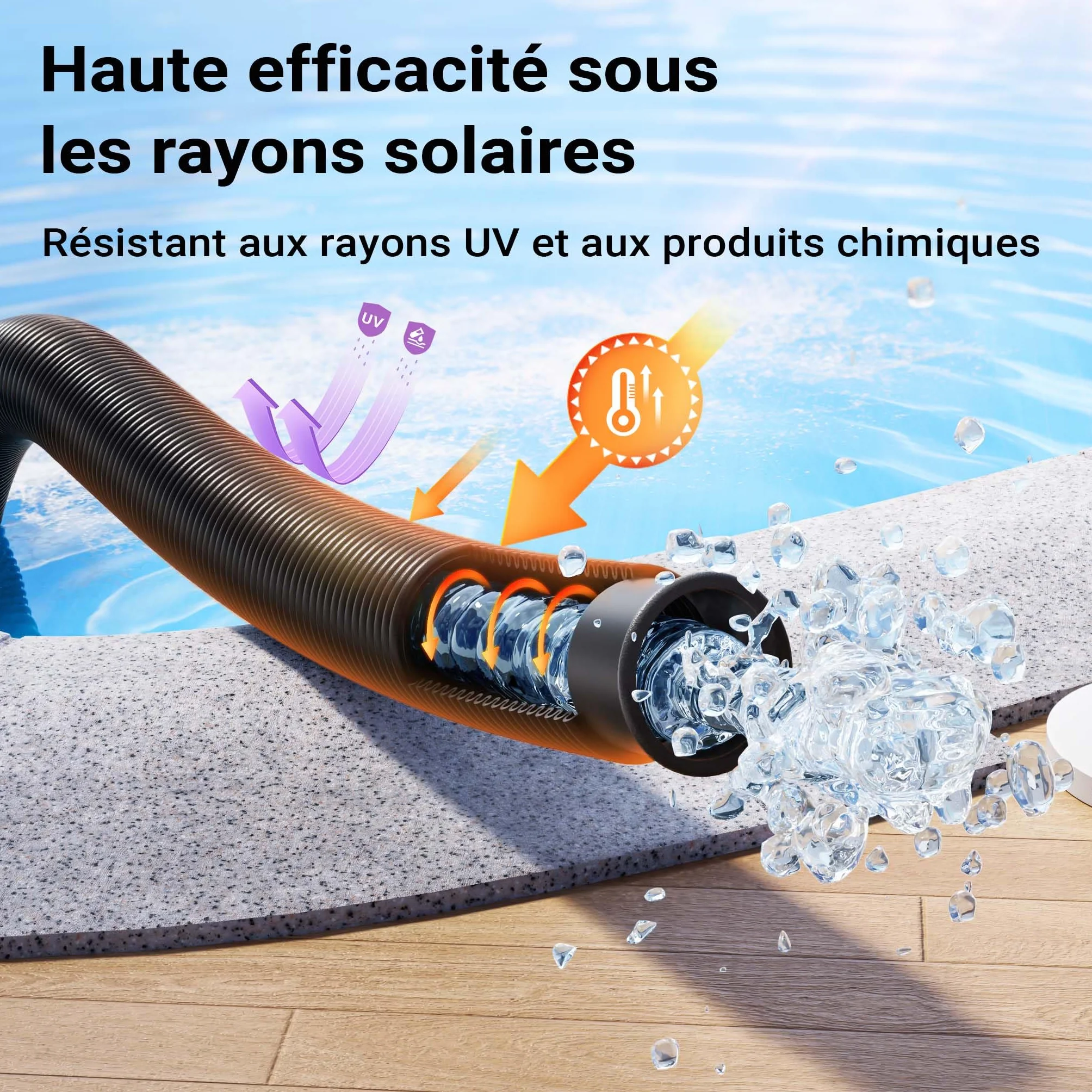 WilTec Tuyau Piscine Noir – 6 m de Long, Ø 38 mm – Tuyau Solaire Flottant à Sections préformées – 190 g/m – Made in Europe – Boyau d’Aspiration Solaire