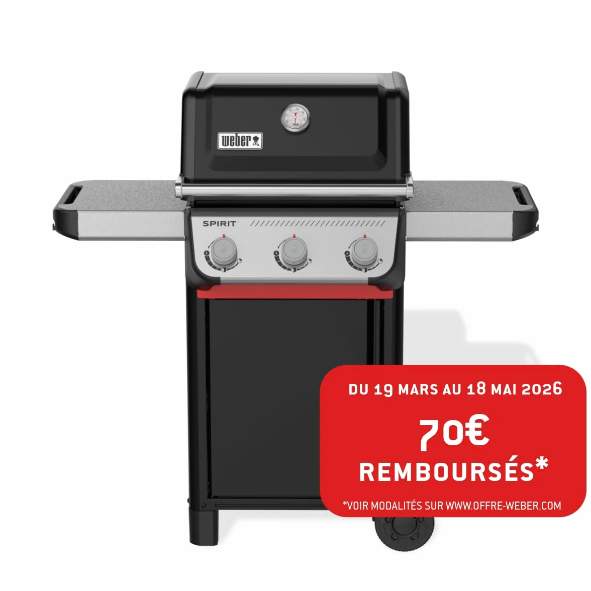 Weber Spirit E-310 barbecue à gaz 3 brûleurs 51 x 46 cm grille chaleur uniforme noir argent