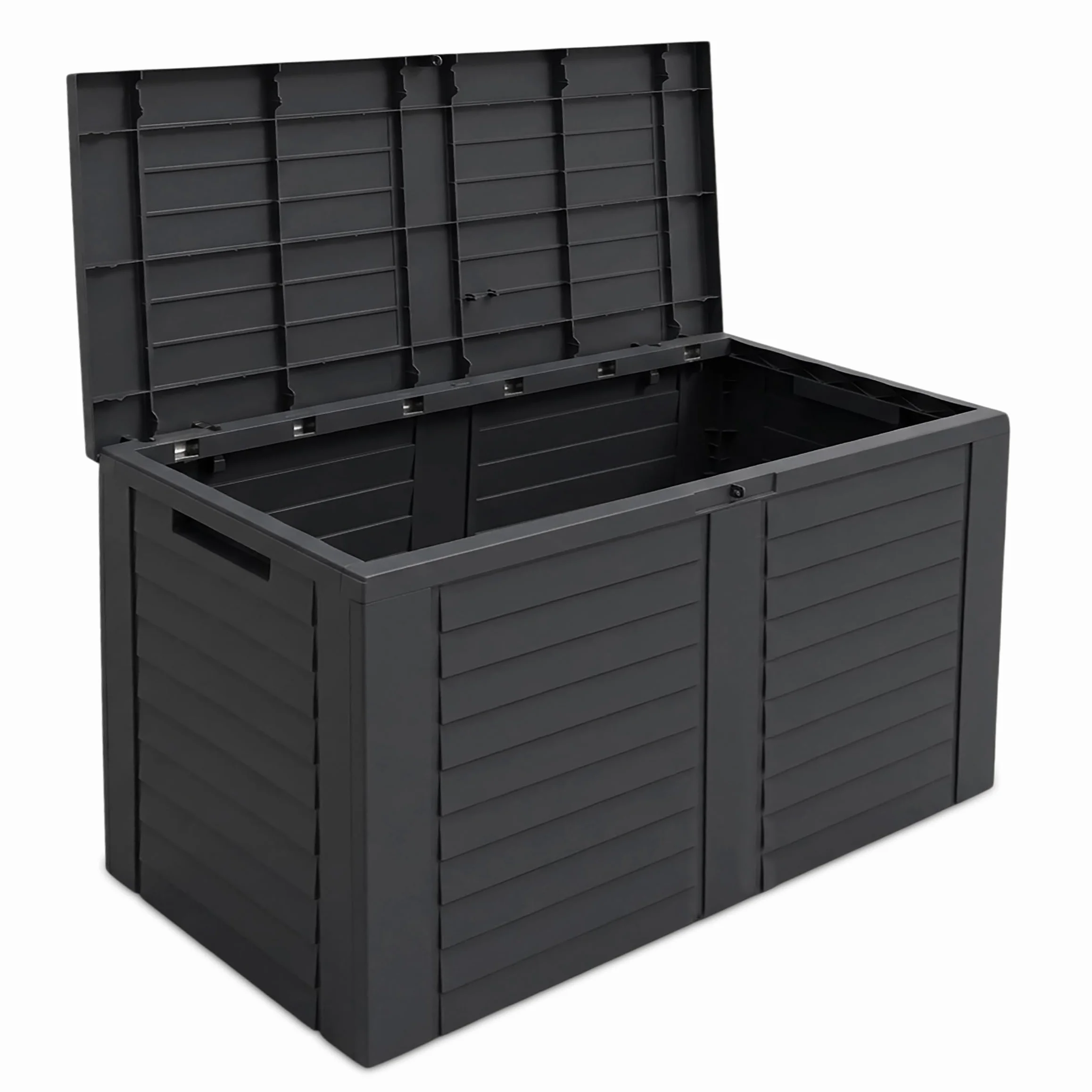 Spetebo Boîte de rangement en plastique anthracite aspect bois 75 x 53 cm 160 l