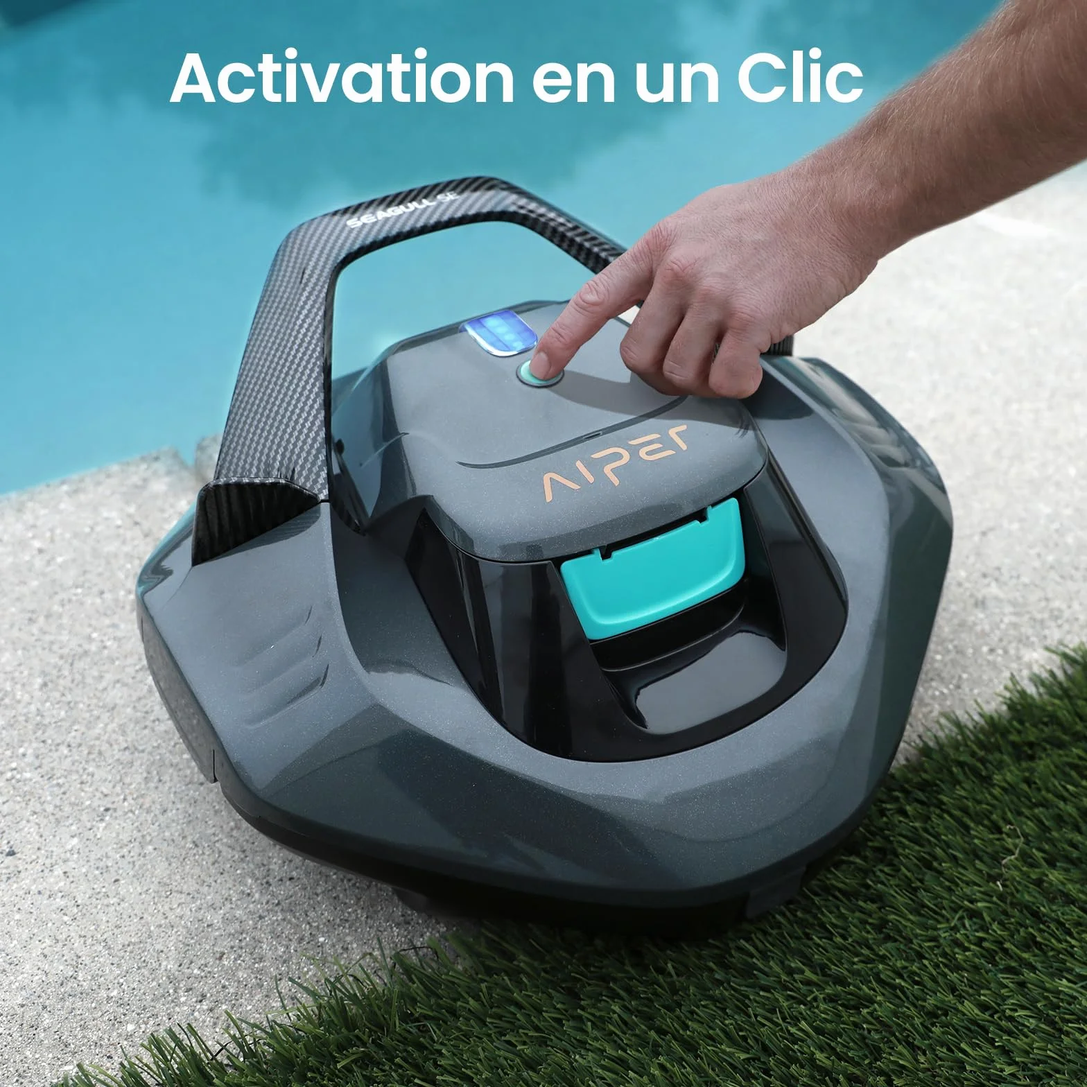 AIPER Robot Piscine sans Fil, Aspirateur pour Piscines jusqu'à 80 m², 90 Minutes Autonomie, Deux Moteurs