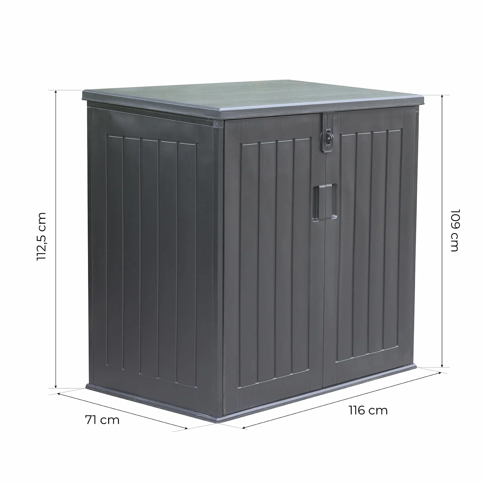 Gardiun Coffre de jardin en résine Soften 775 litres avec amortisseurs à gaz 116 x 71 x 109/112,5 cm Noir
