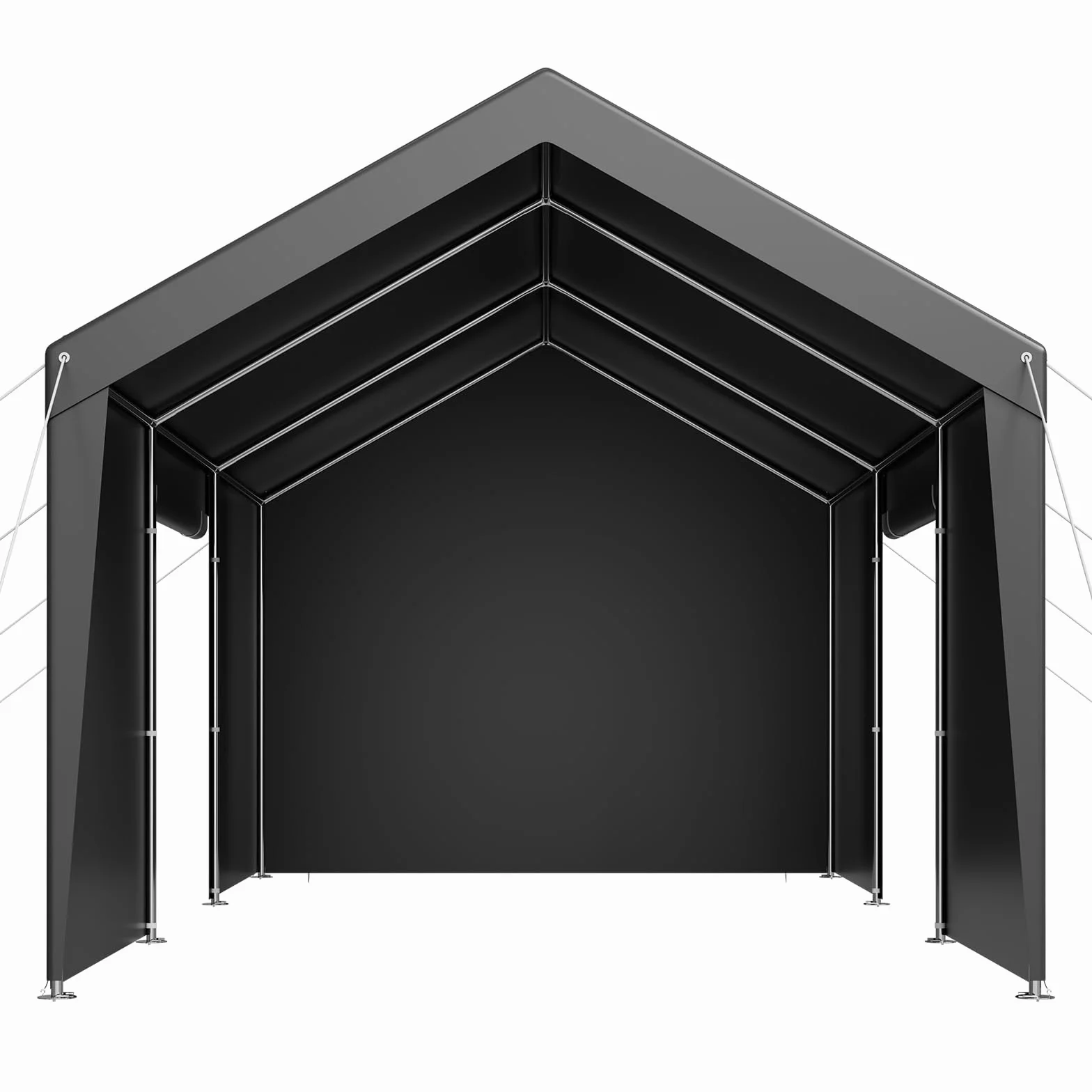 VEVOR Tente Garage, 3,05 x 6,09 m, Carport Abri de Voiture Extérieur avec Parois Latérales Amovibles et Portes, Résistant aux UV et à l'eau, Protection Toutes Saisons pour Automobile et Bateau, Gris