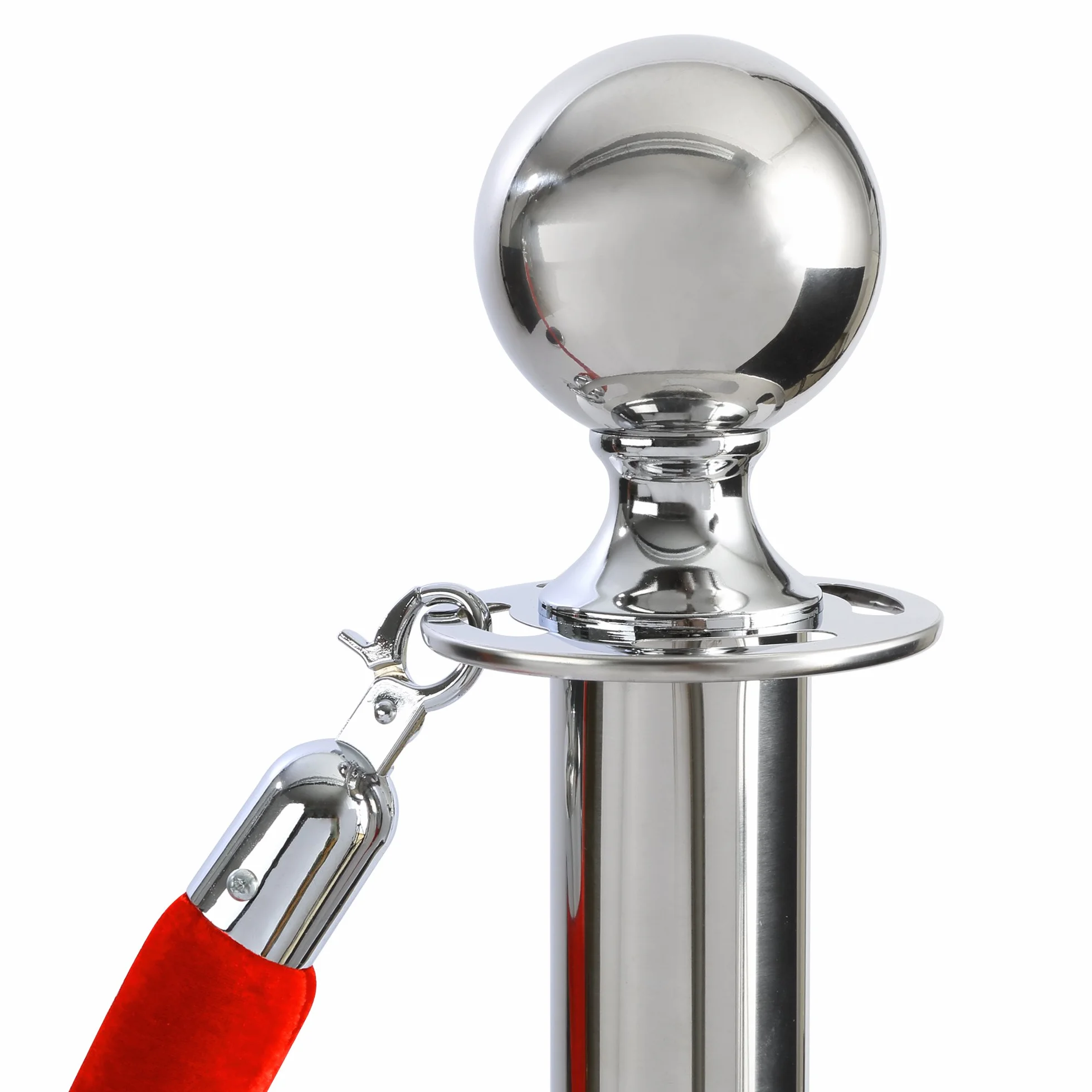 Corde de Barrière Arebos 1.5m Rouge avec Crochets Argentés pour Contrôle des Foules