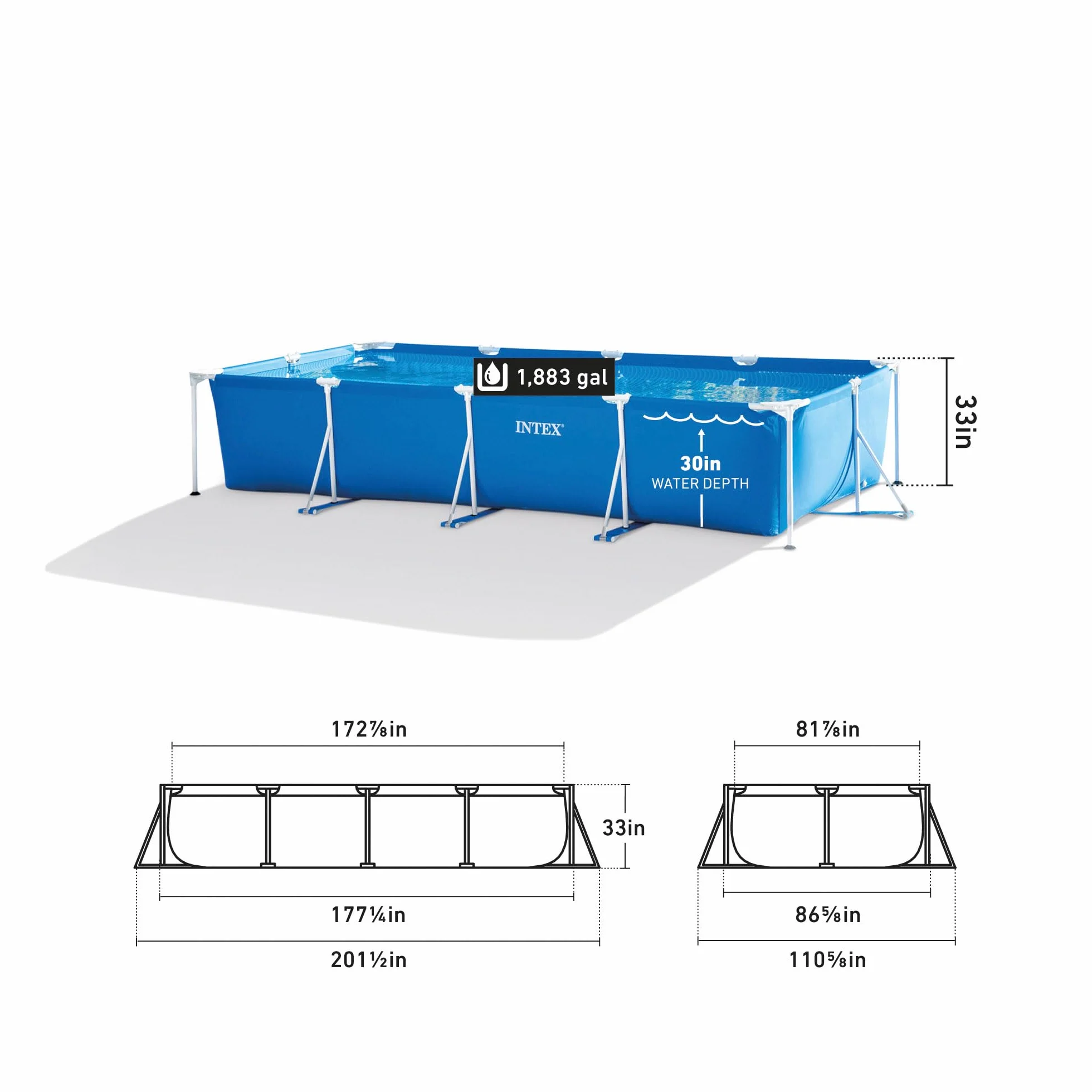Intex piscine metal frame junior rectangulaire 4,50 x 2,20 x 0,84m