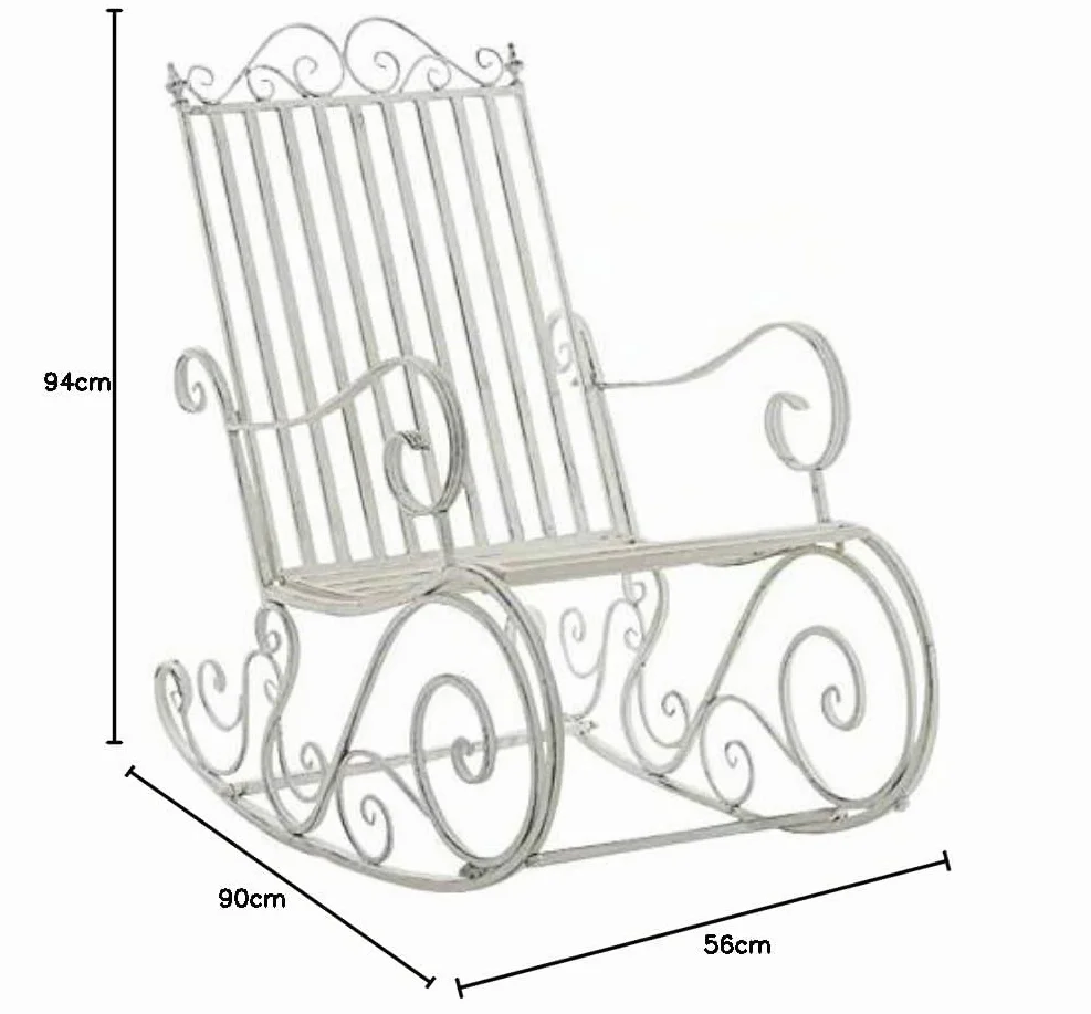 CLP Fauteuil à Bascule Relaxant Smilla, résistant aux intempéries pour Jardin, Ergonomique, Style Maison de Campagne, Fauteuil d'extérieur, Couleur:Blanc Antique