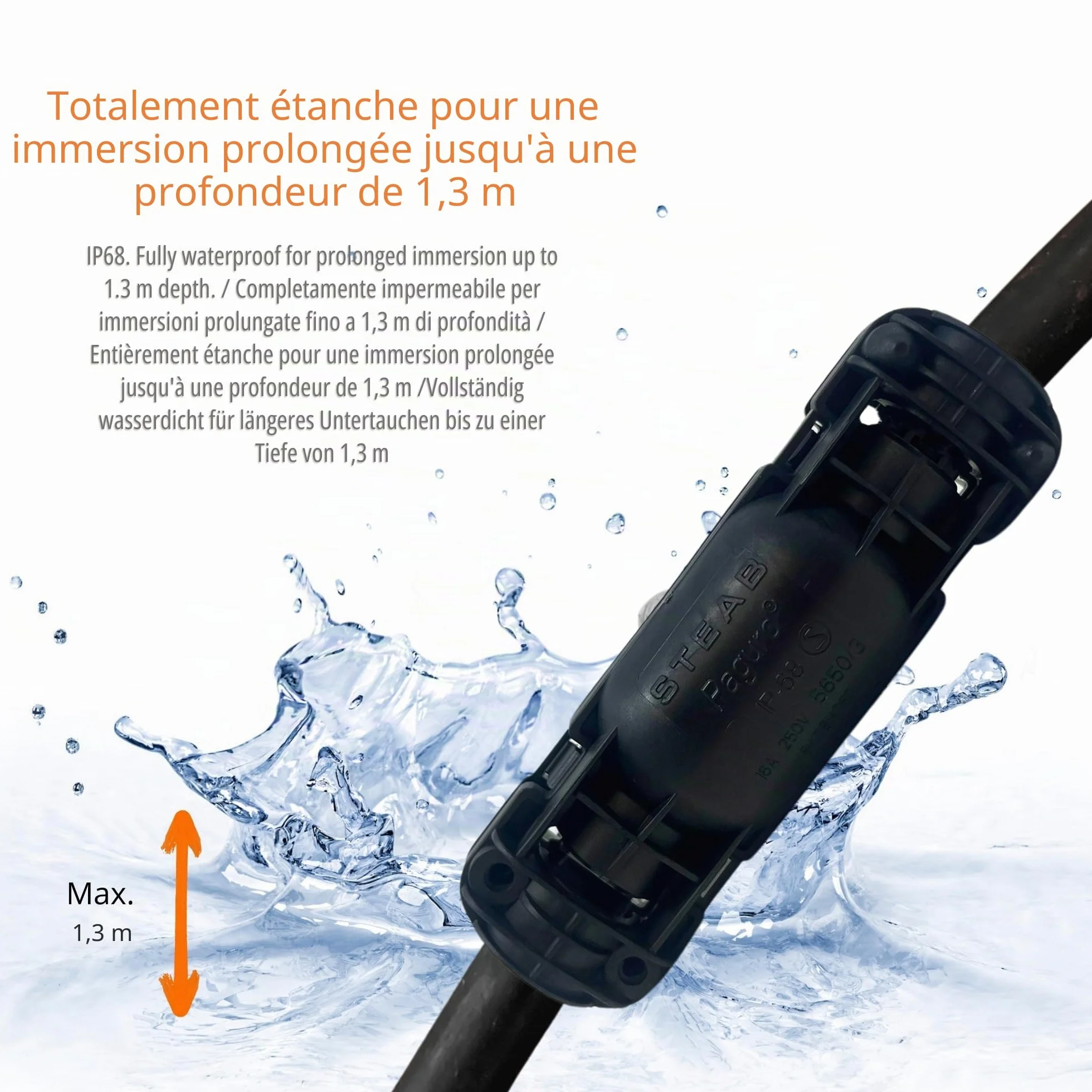 Boîte de Jonction Étanche IP68 2 Sorties 3 Pôles Imperméable Extérieur Jardin Piscine
