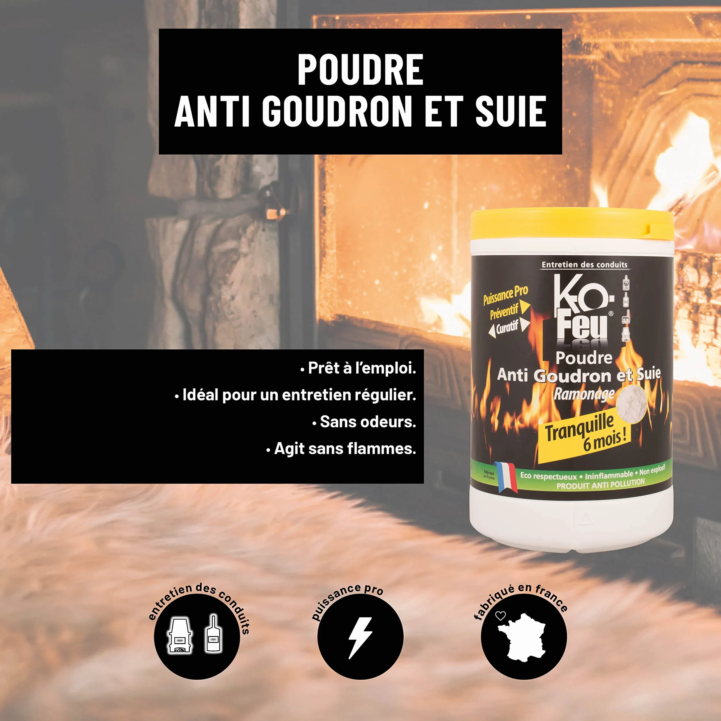 Poudre Anti Goudron et Suie Ramonage Catalytique Chimique Professionnel 1000 cc