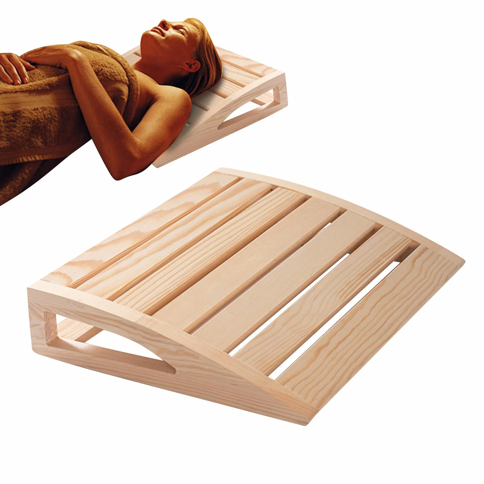 Oreiller Appuie-Tête Bois Sauna Fait Main Ergonomique Détente