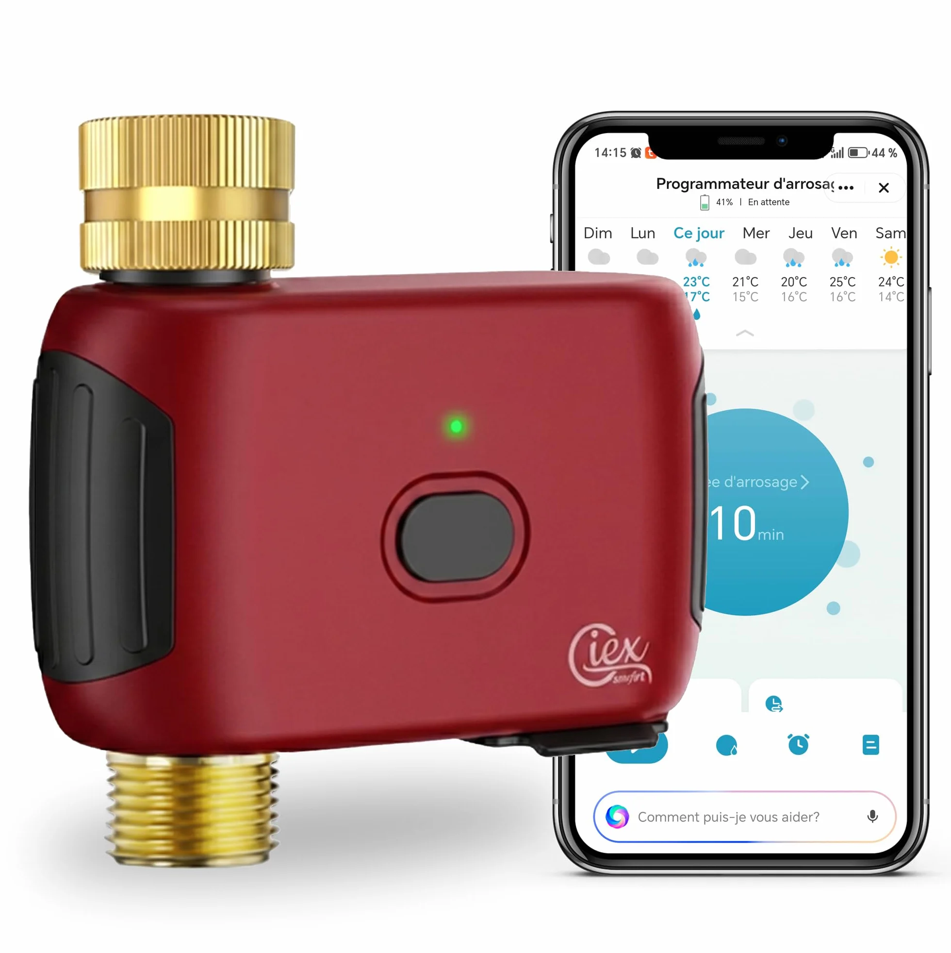 GIEX Programmateur d’arrosage WiFi, minuterie Intelligente pour Robinet de Jardin, Compatible Alexa et Google Assistant