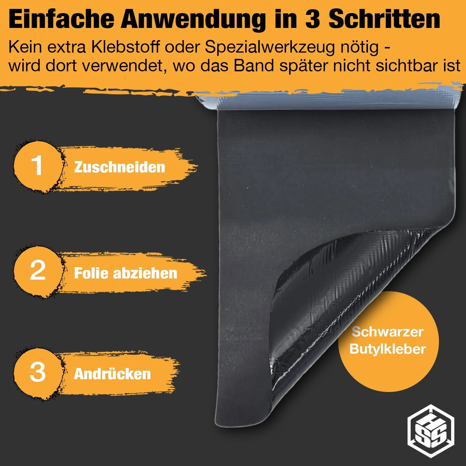Bande de butyl EPDM autocollante 1,7 mm 10 cm x 5 m étanche résistant aux intempéries et UV