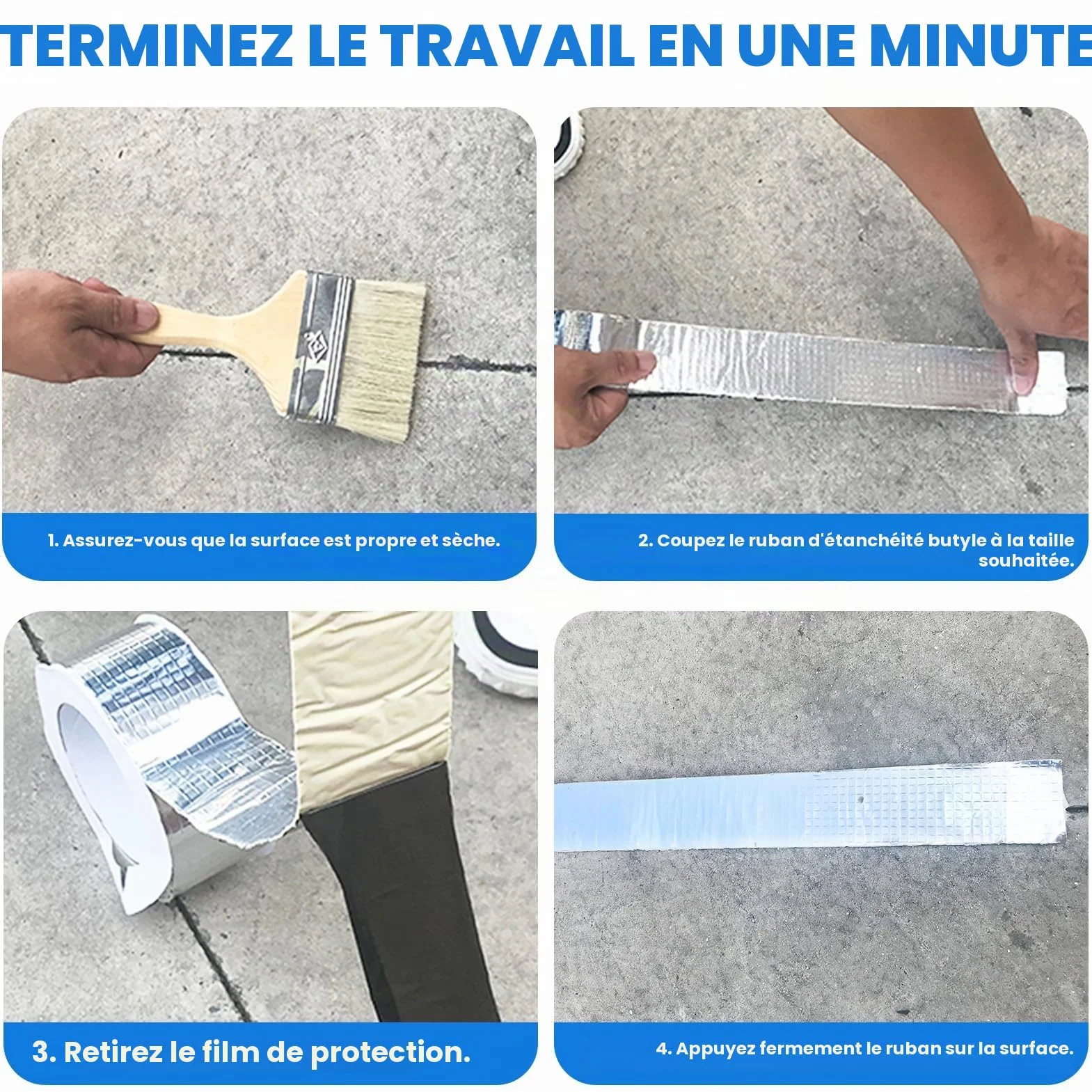 Ruban Butyle ADHES Haute Température 50mm x 5m Étanchéité Toiture Façade