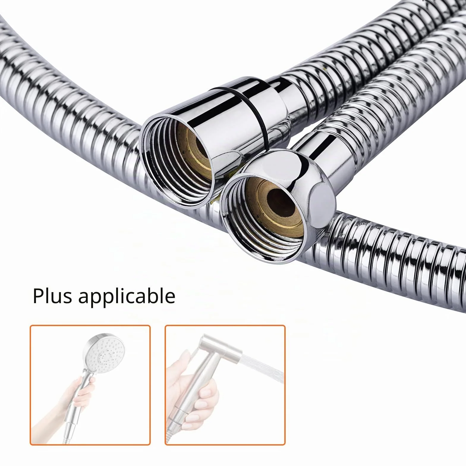 Ibergrif Flexible Douche 1,7m Acier Inoxydable Anti-Torsion Anti-Pliure G1/2" Chrome Argentée