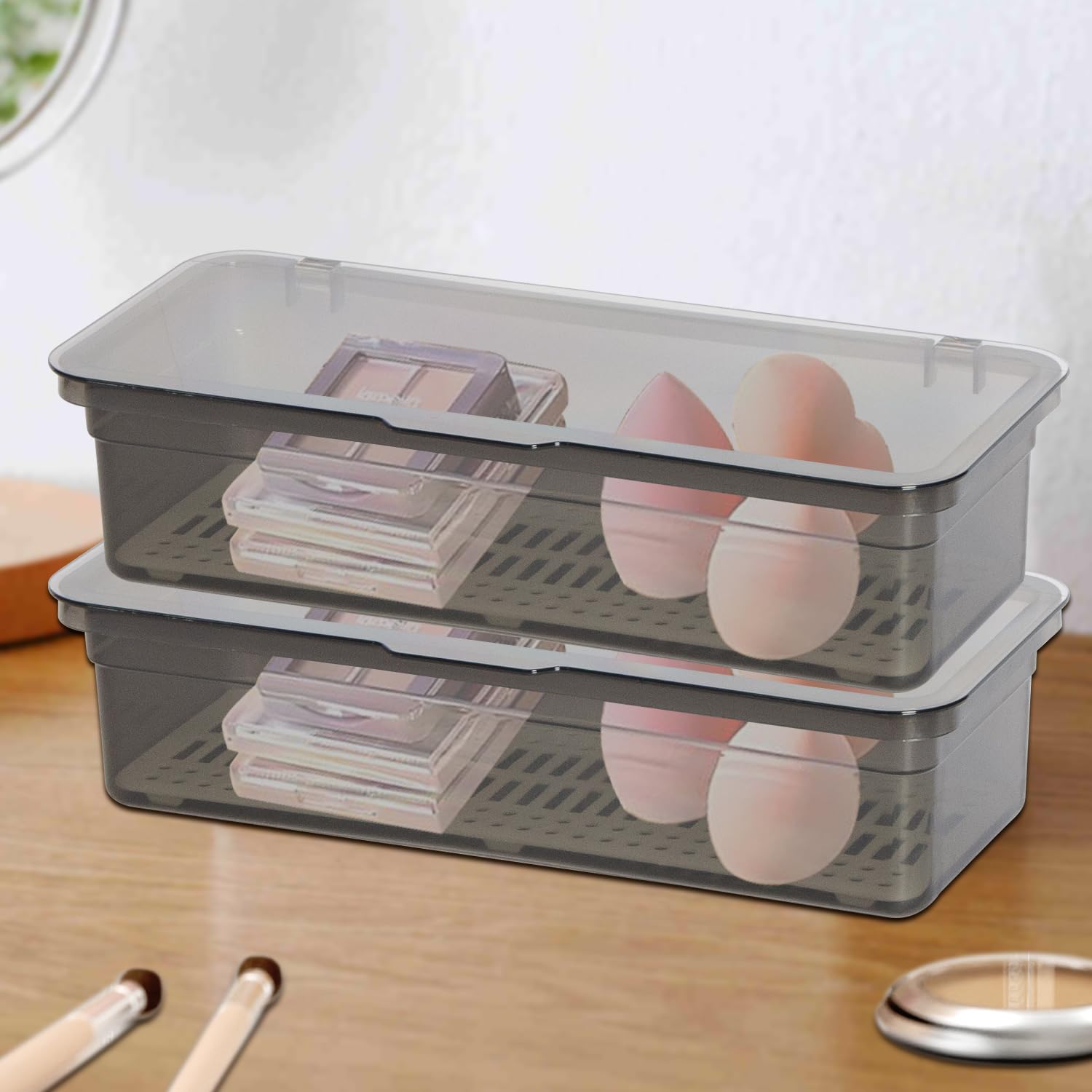 Clear Stackable Storage Drawers with Lid