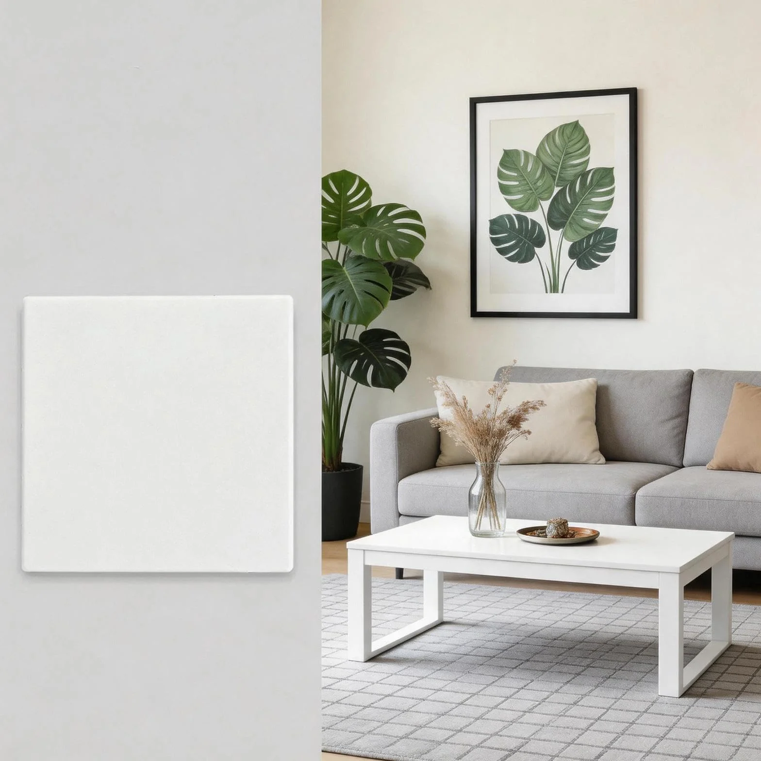 Cache Prise 8,6 x 8,6 cm Blanc ABS Plastique Montage sans Perçage pour Prises Inutilisées