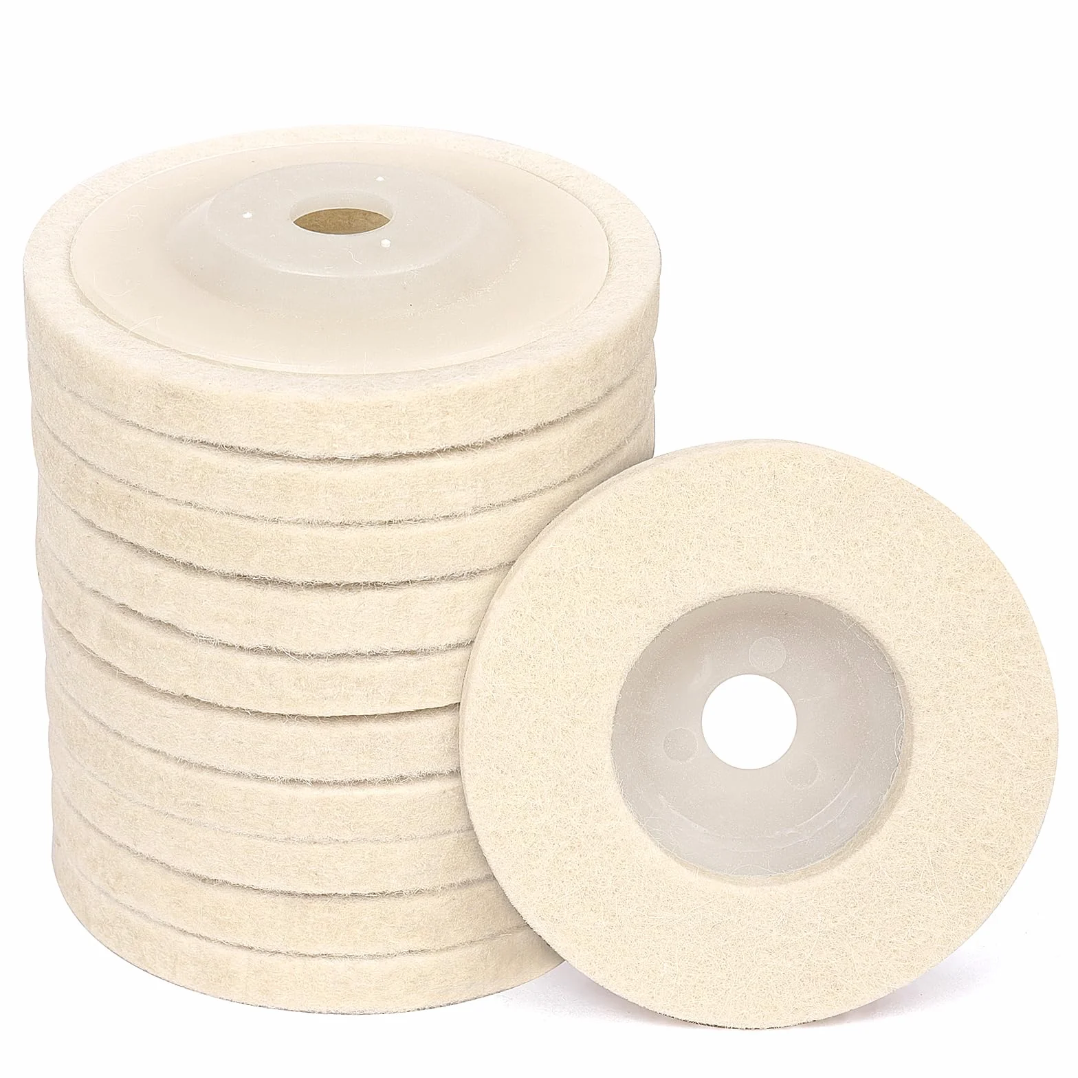 Disque de polissage en laine 100 mm (4 pouces) pour meuleuse d'angle, 10 unités