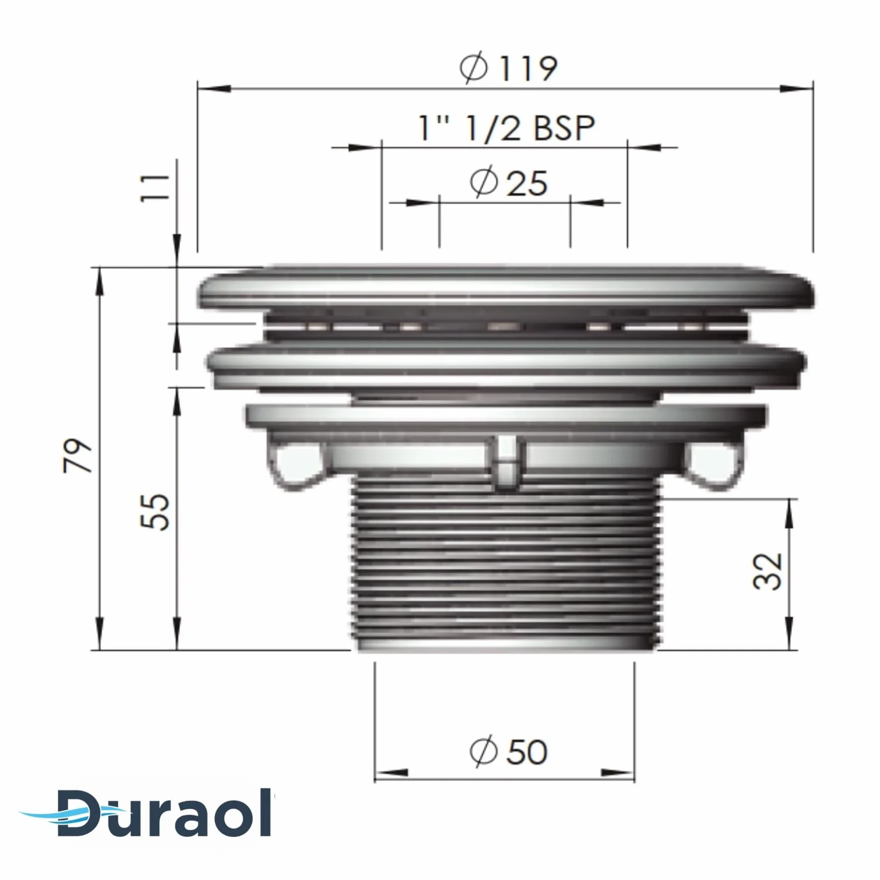 Buse de refoulement sans Grille Anthracite pour Piscine avec Liner, Bassin en Béton ou Polyester