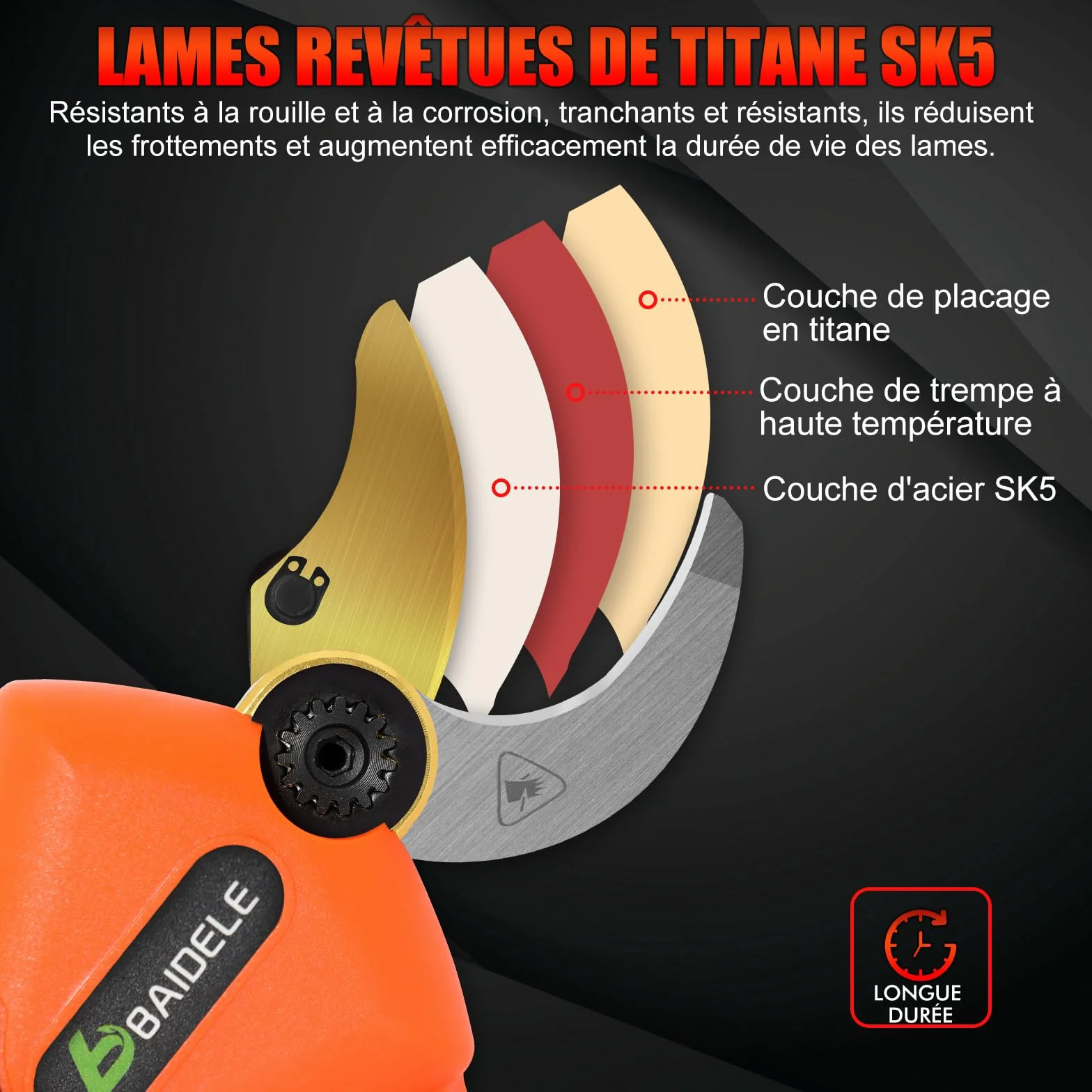 Secateur Electrique Sans Fil, 35mm Secateur a Batterie avec 2 x 2,0AH Batteries au Lithium, 8 Heures D'utilisation, Poignée Anti-Fatigue, Idéal Pour La Taille Des Jardins, Des Vergers et Des Vignobles