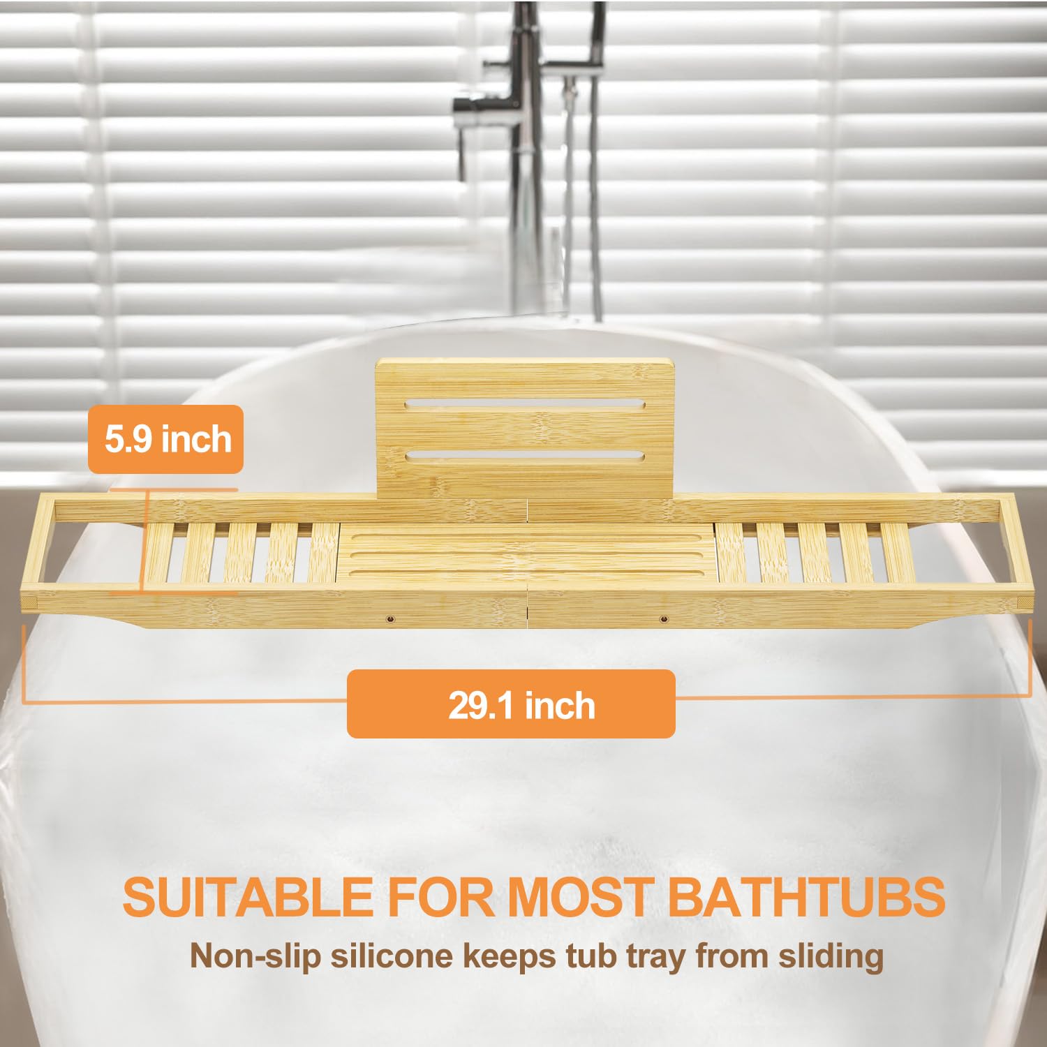 Premium Bamboo Bathtub Caddy Tray
