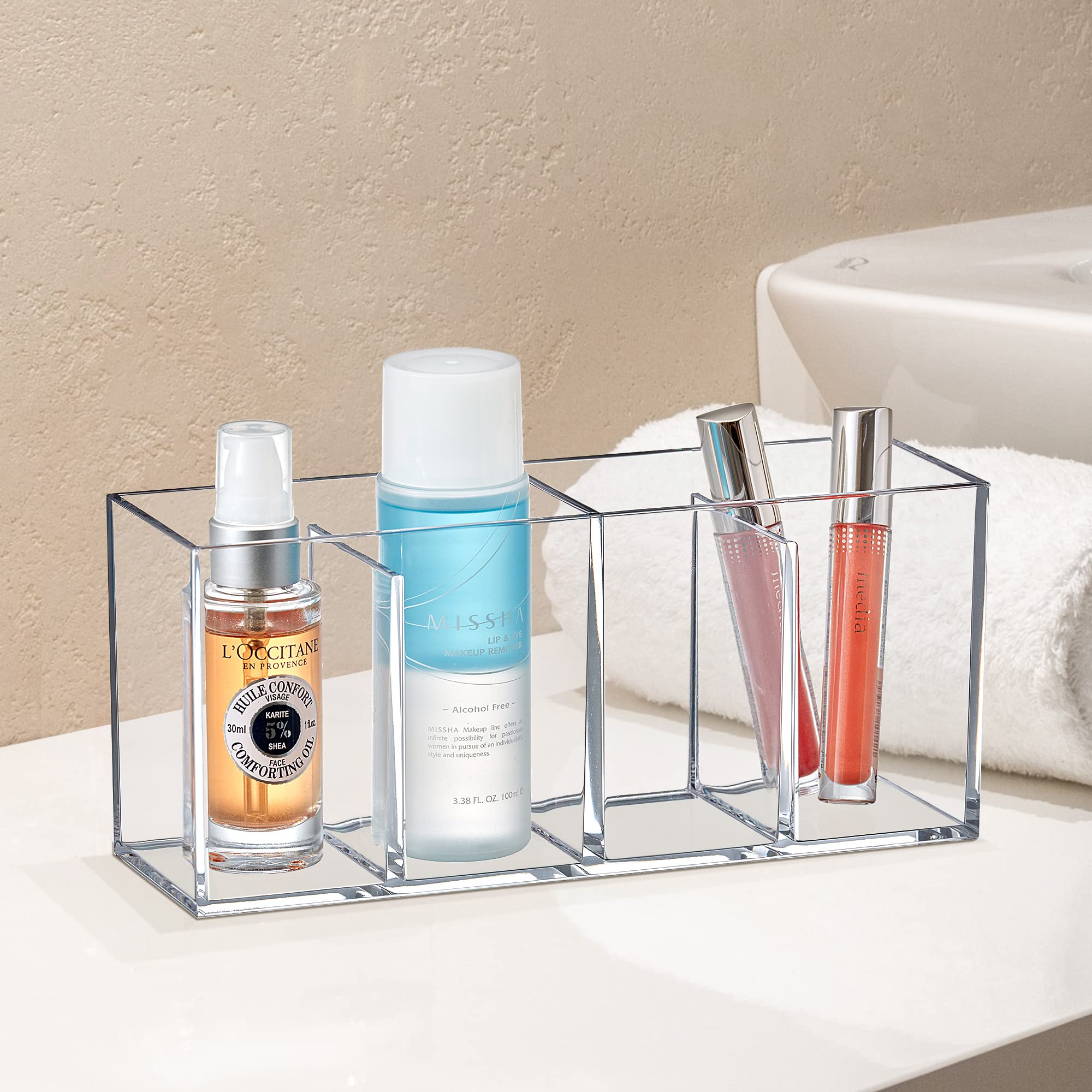 Clear Acrylic Vanity Organizer with Four Compartments