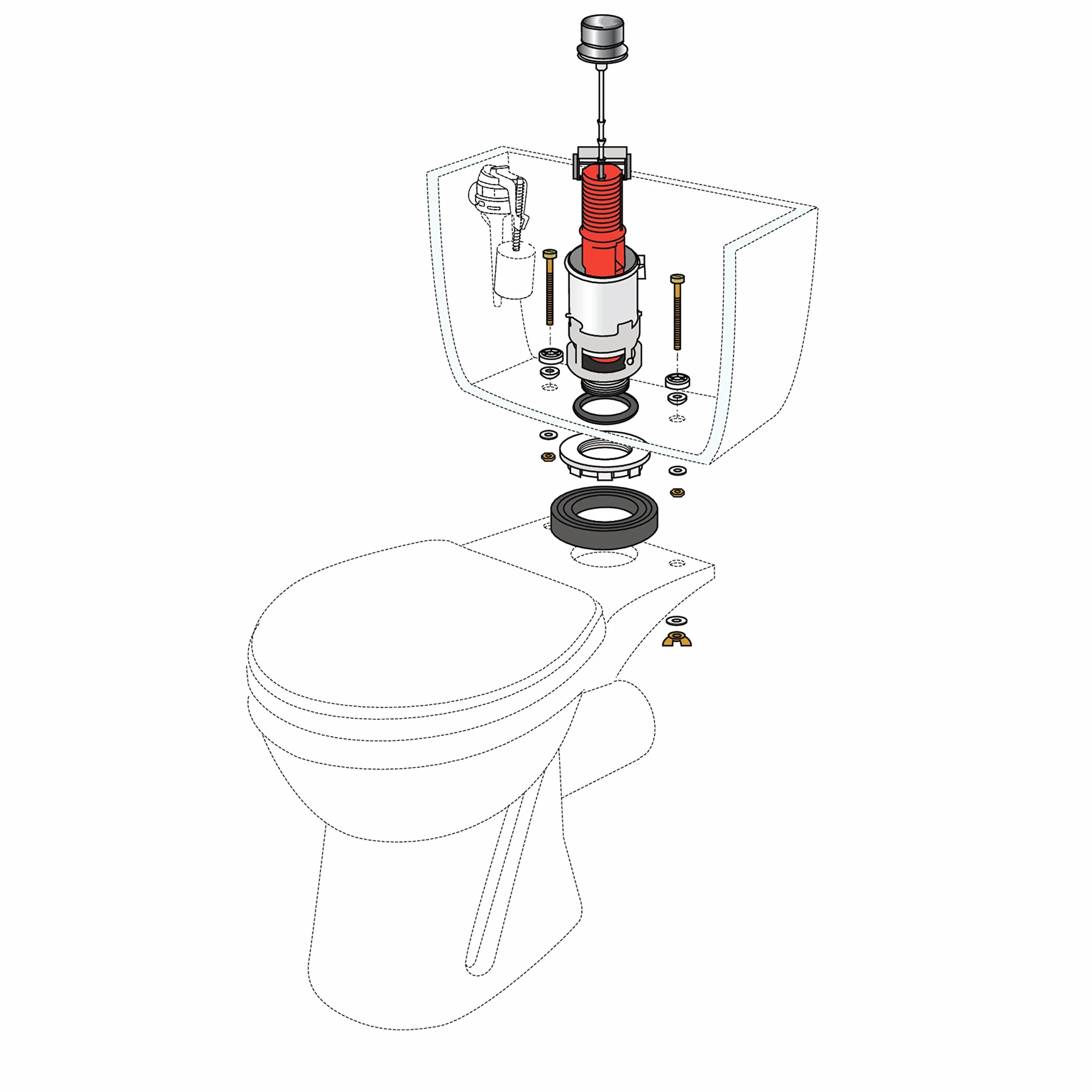 Wirquin Mécanisme chasse d'eau WC simple chasse avec bouton poussoir MX gris