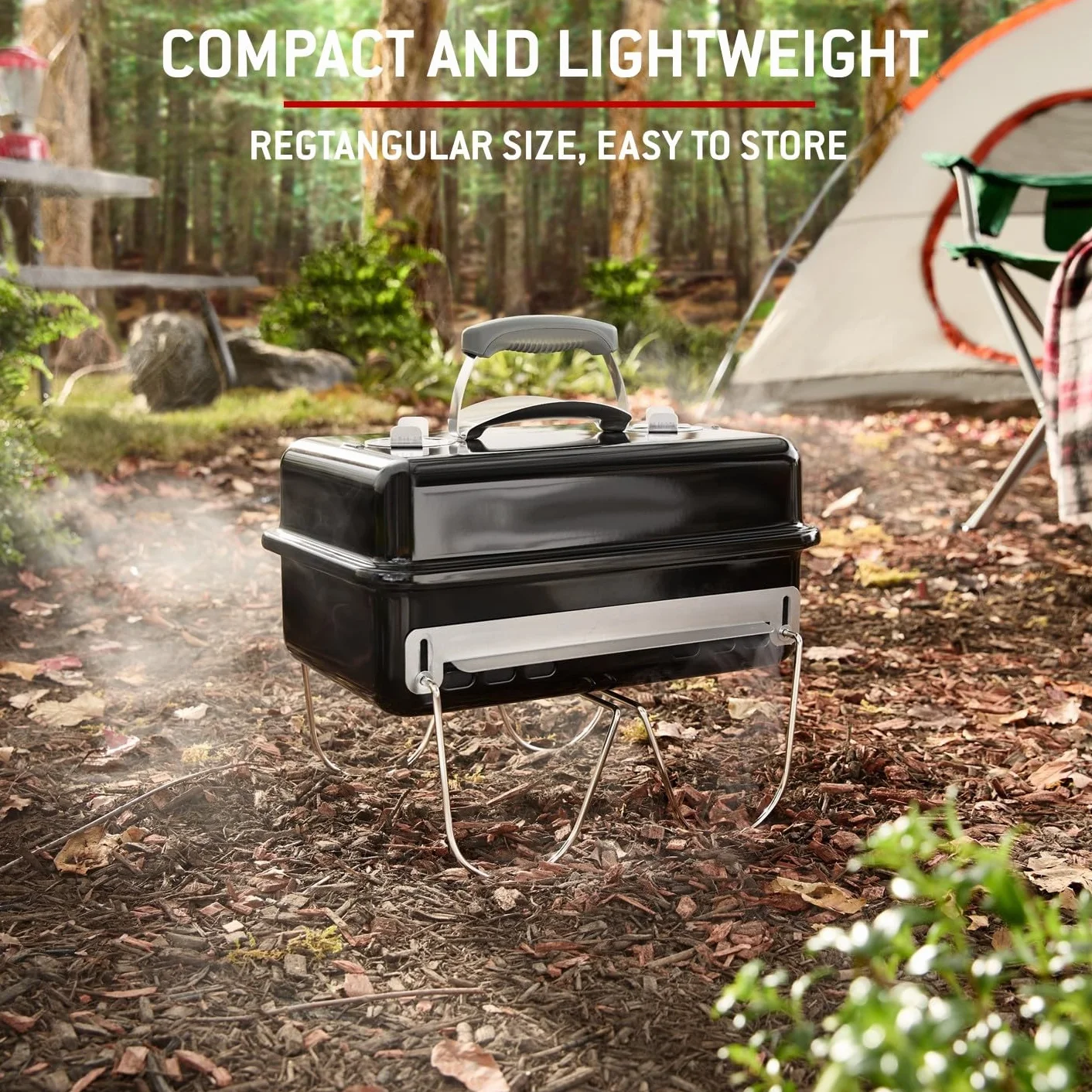 Weber Barbecue au Charbon Go-Anywhere Portable, Pieds Repliables, Design Compact, 42x26 cm, Noir