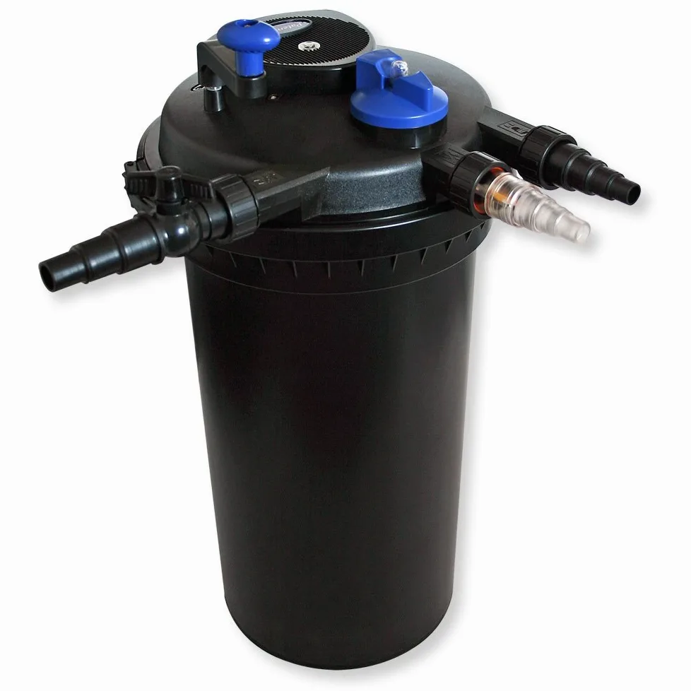 SunSun Kit complet: CPF-15000 Filtre de bassin à pression jusqu’à 30000 L avec 18 Watt UV-C lampe uv, CTF-8000 SuperECO pompe de filtration 8000l/h 70W, Y-distributeur