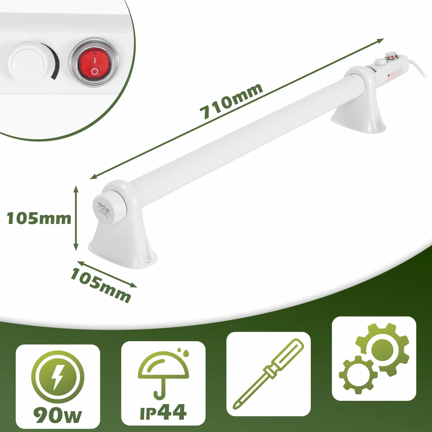 Sonnewelt Chauffage électrique de serre 90 W intégré