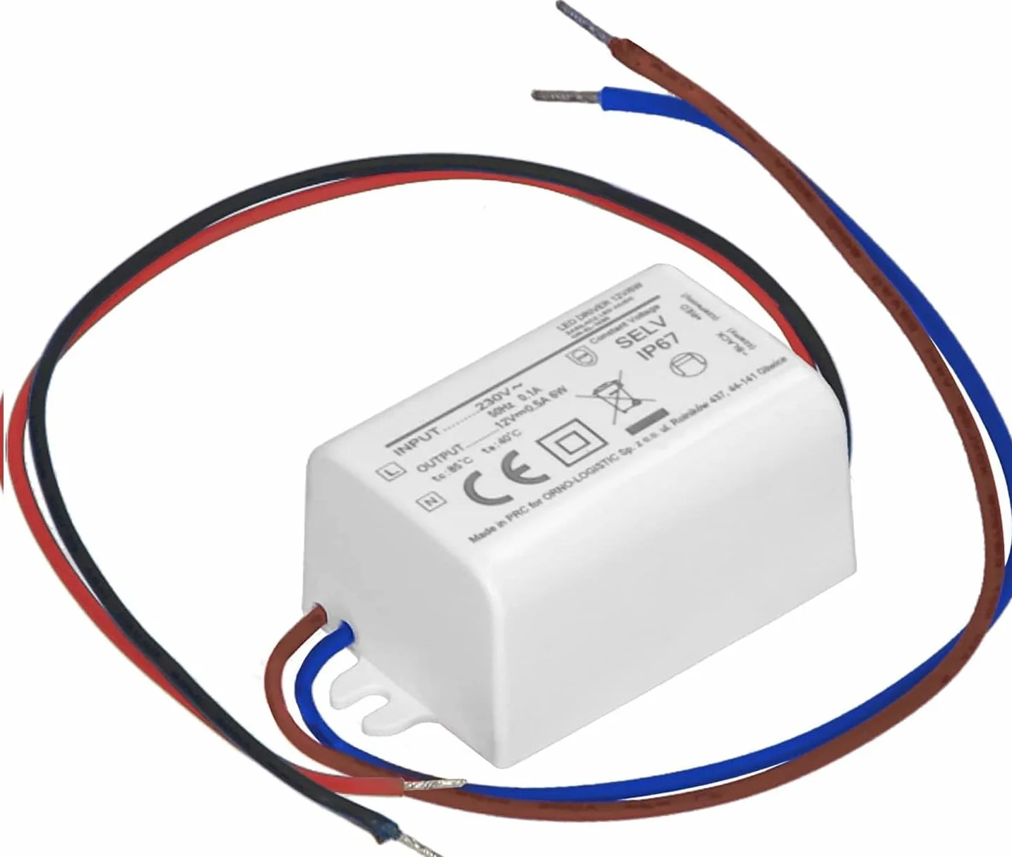 Transformateur LED 220V 12V 6W IP67 Mini Alimentation Encastrable