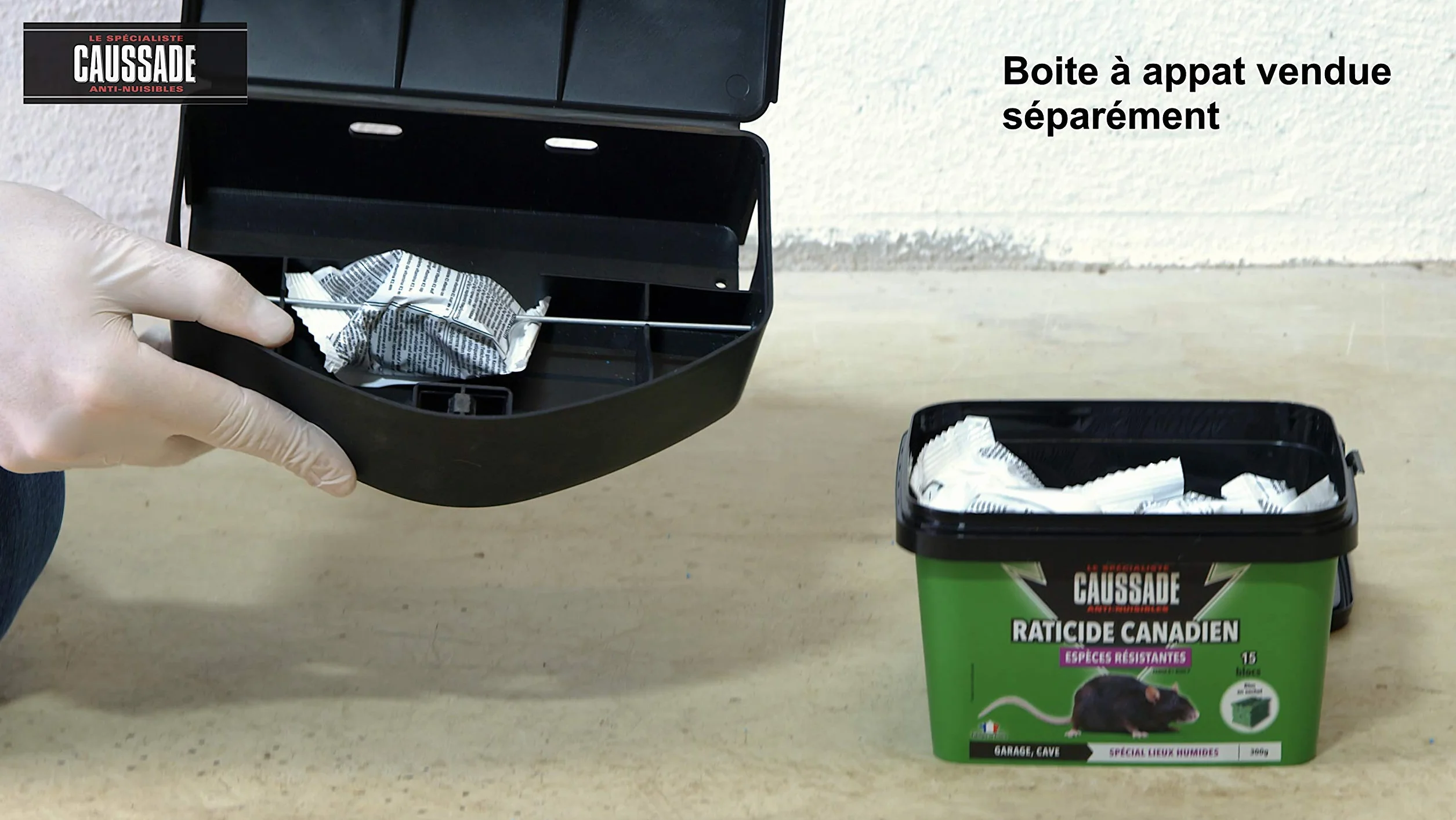 CAUSSADE Raticide Canadien - Anti Rats & Souris - Efficacité Radicale - Lieux très humides – Appâts Blocs - Prêt à l'emploi - Une Ingestion Suffit - Fabriqué en France - 15 Blocs - 300g CARBL300N