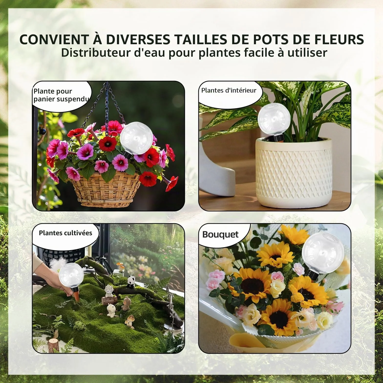 4 Pièces Boules d'arrosage, 500ml Boules d'arrosage automatiques pour plantes, Oignons d'arrosage transparents, Boules d'eau pour plantes pour l'arrosage des plantes de balcon et de jardin intérieur