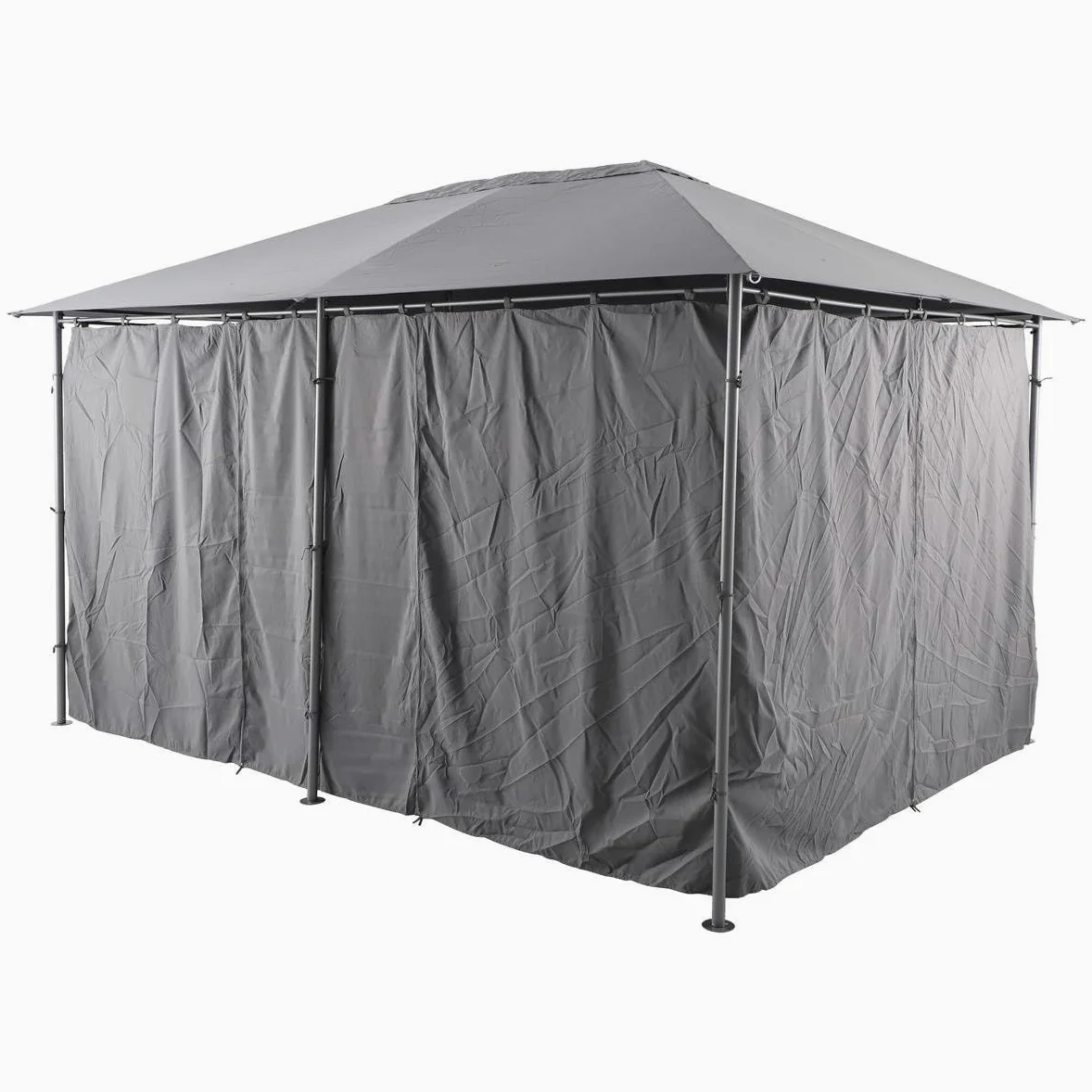 Hespéride - 6 Toiles de Tonnelle Santorini Ardoise 4x3 m, Pas de Structure, Rideaux Uniquement - pour Jardin, Terrasse, Barnum