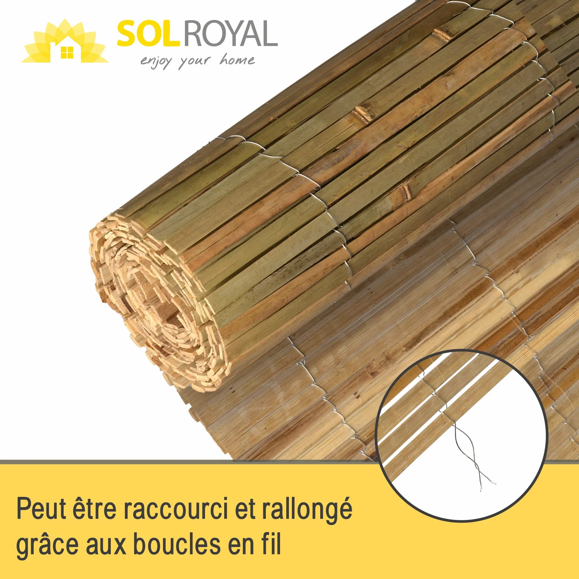 Sol Royal SolVision B89 Canisse Bambou 160x600cm FSC Brise Vue Jardin Protection Regards Vent Soleil