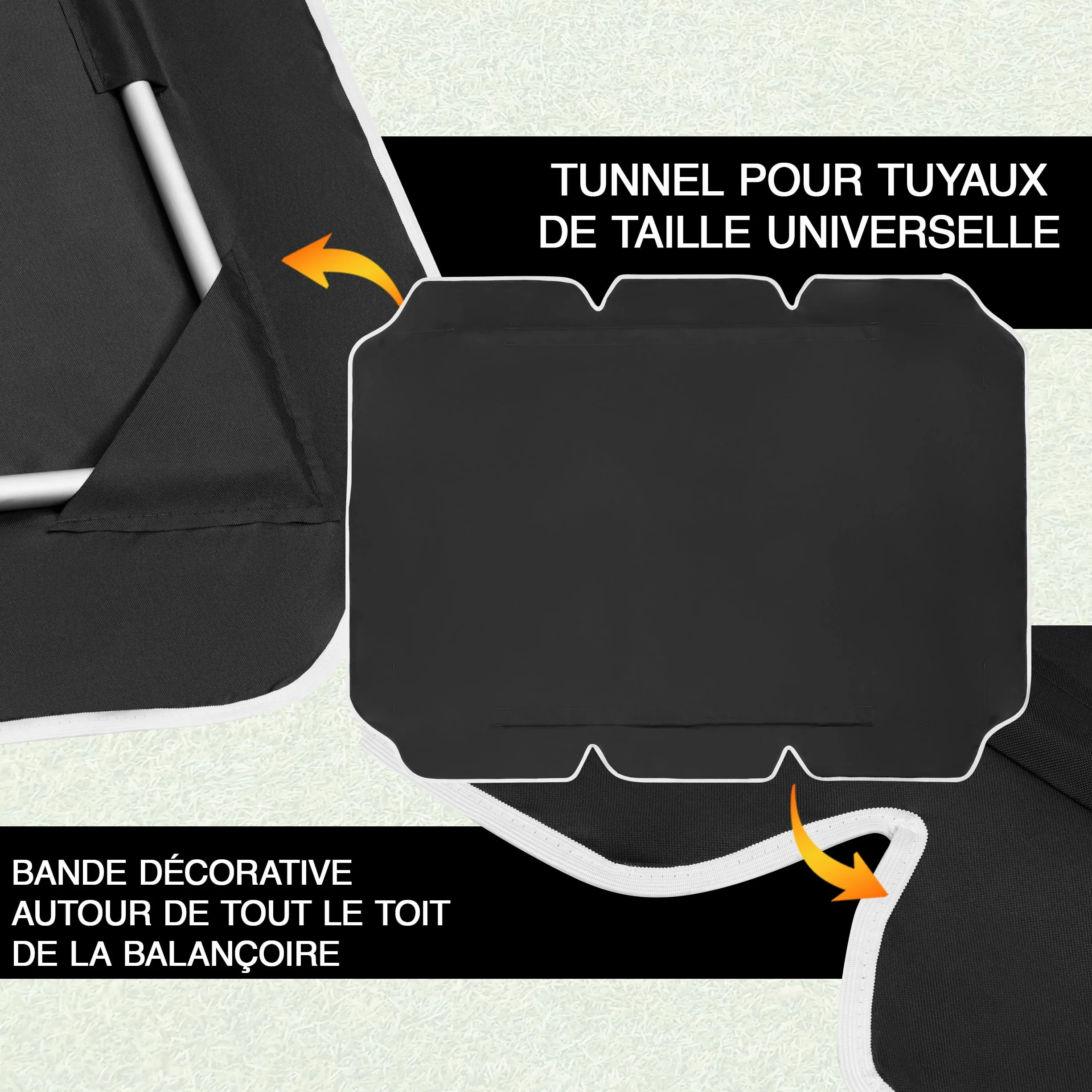 Toit de Balancelle de Jardin 200 x 120 cm – Toile de Rechange Polyester Imperméable Anti-UV