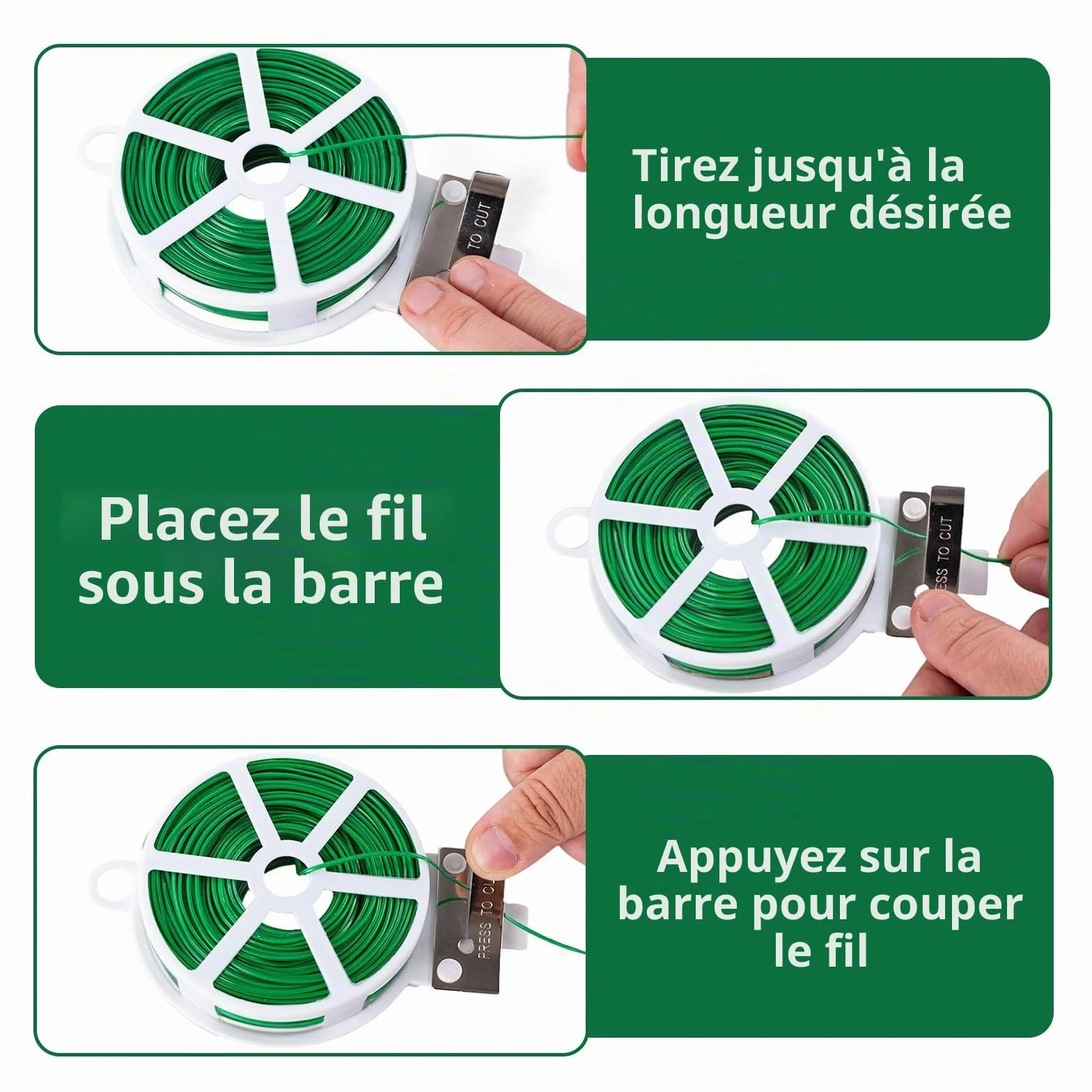 KINGLAKE 50m Fil de Fer Jardin Vert- Attache Plante Grimpante avec Cutter, Fil Plastifié Soft, Fil Torsadé pour Plantes, Vignes, Arbustes et Fleurs