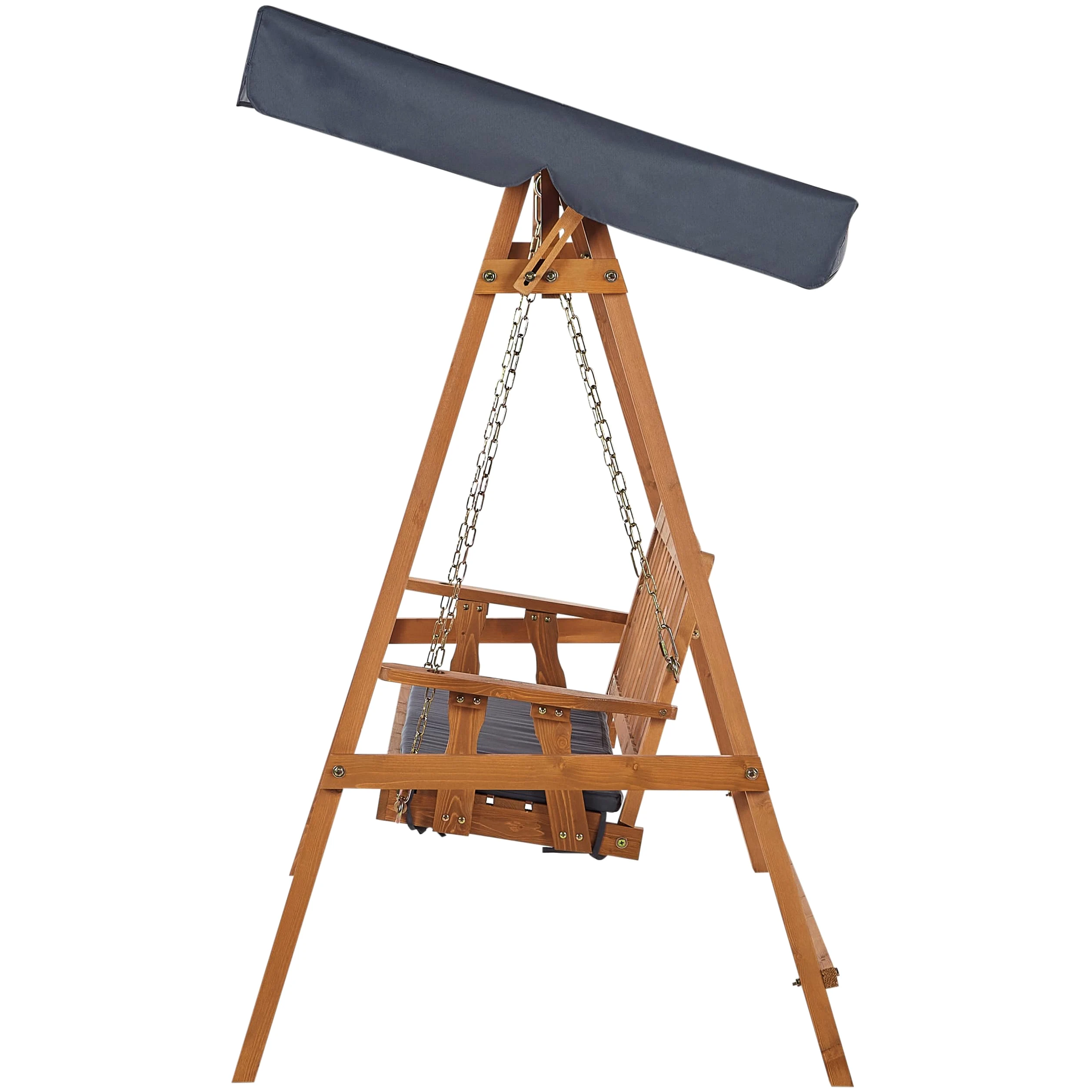 Balancelle d'Extérieur Moderne en Bois d'Epicéa avec Auvent Gris Foncé Fibbialla