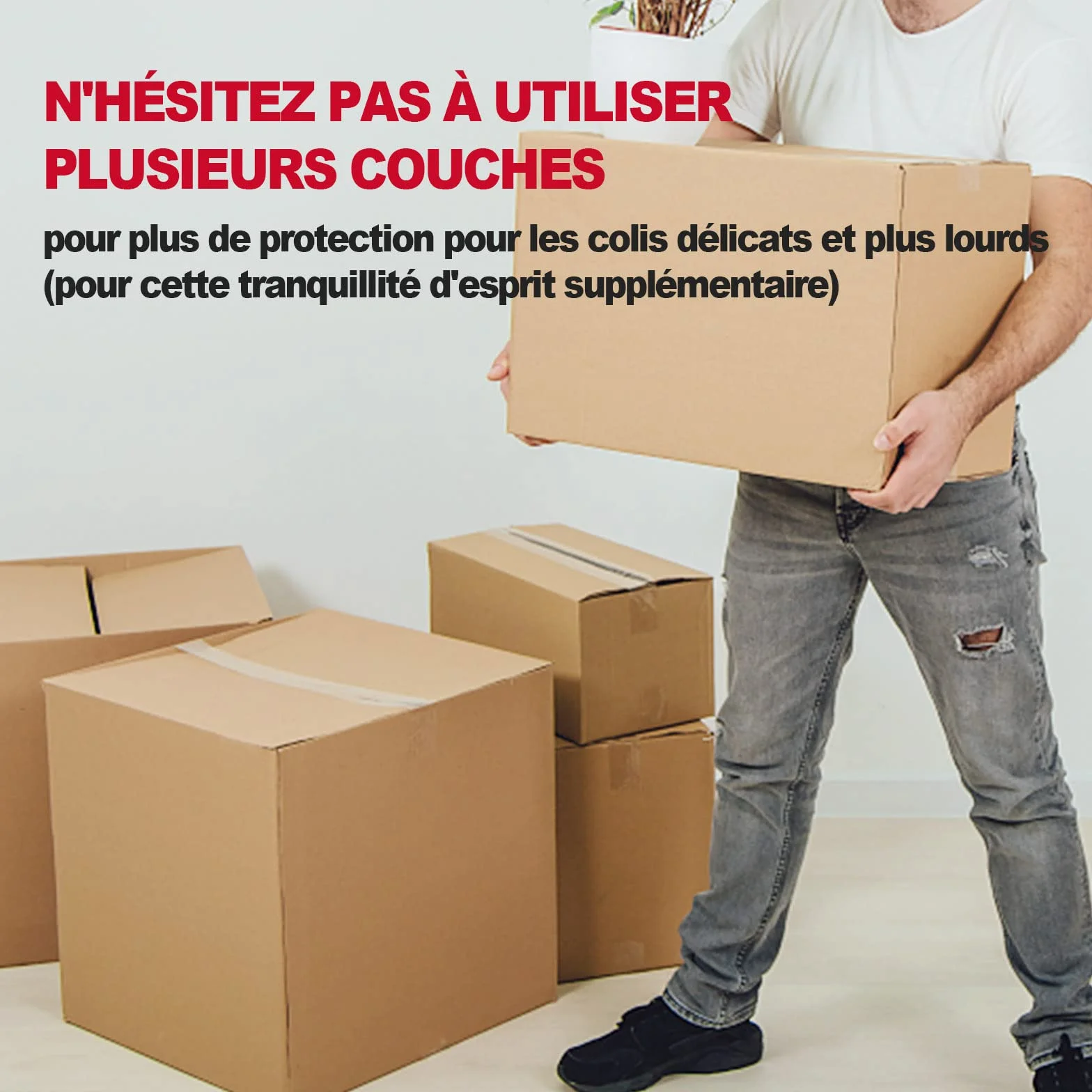 BOMEI PACK 6 rouleaux ruban adhésif transparent 48 mm x 66 m avec dévidoir