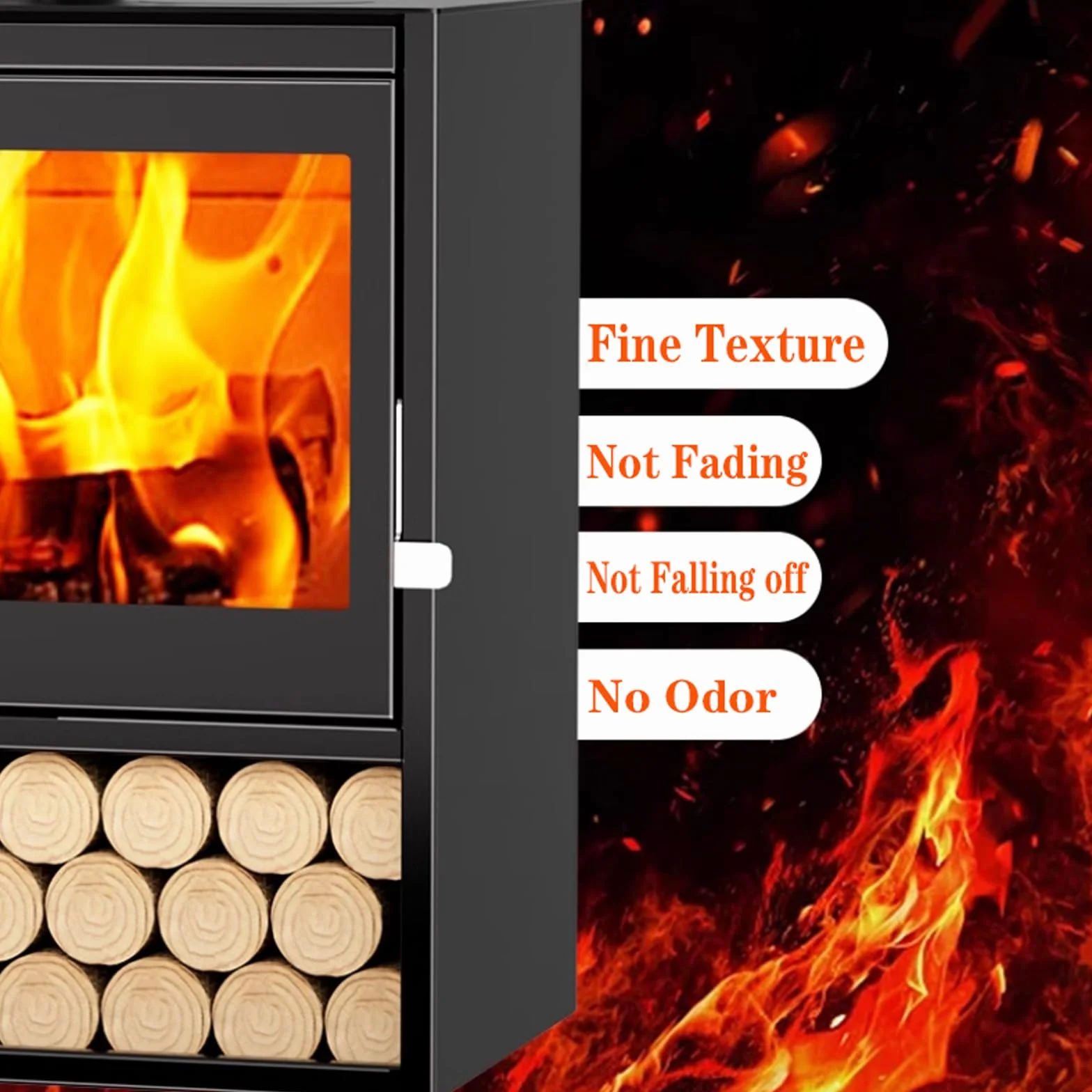 Poêle à Bois 15KW en Fonte Multi-combustibles éco-Conception 60 x 49 x 85 cm