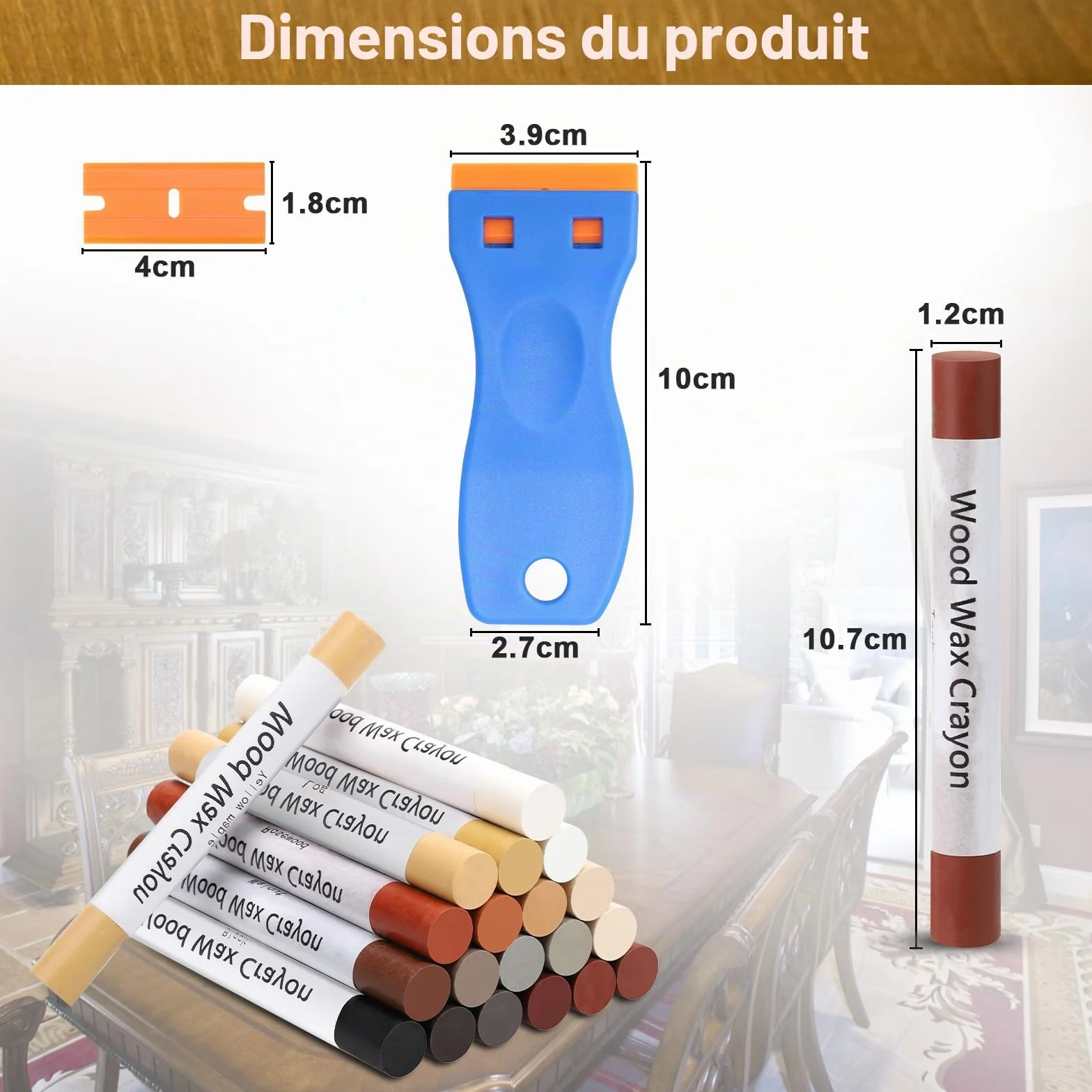 Kit de réparation de meubles 20 couleurs bâtons de cire douce pour taches rayures sols tables