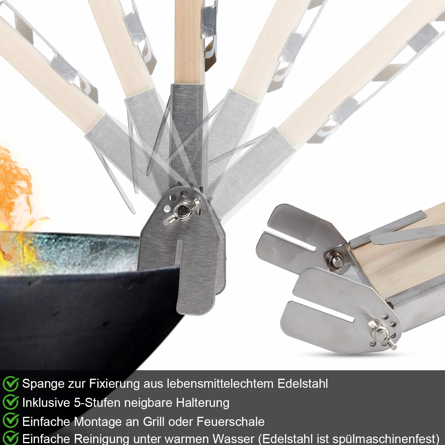 Lot de 4 planches à saumon flambé en bois de cèdre avec support inclinable en acier inoxydable