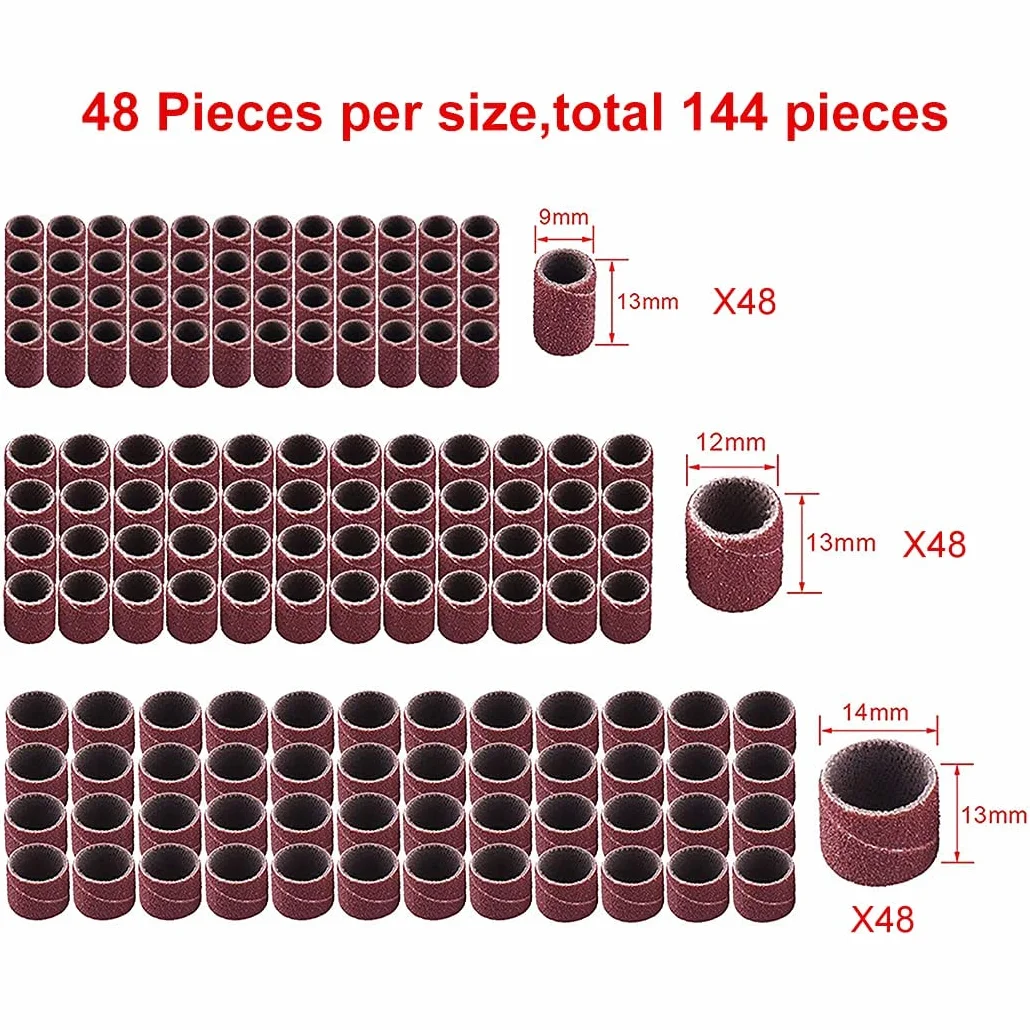 Caoutchouc Tambour de Ponçage 150 Pièces Manchons Abrasifs pour Ponceuse avec Boîte