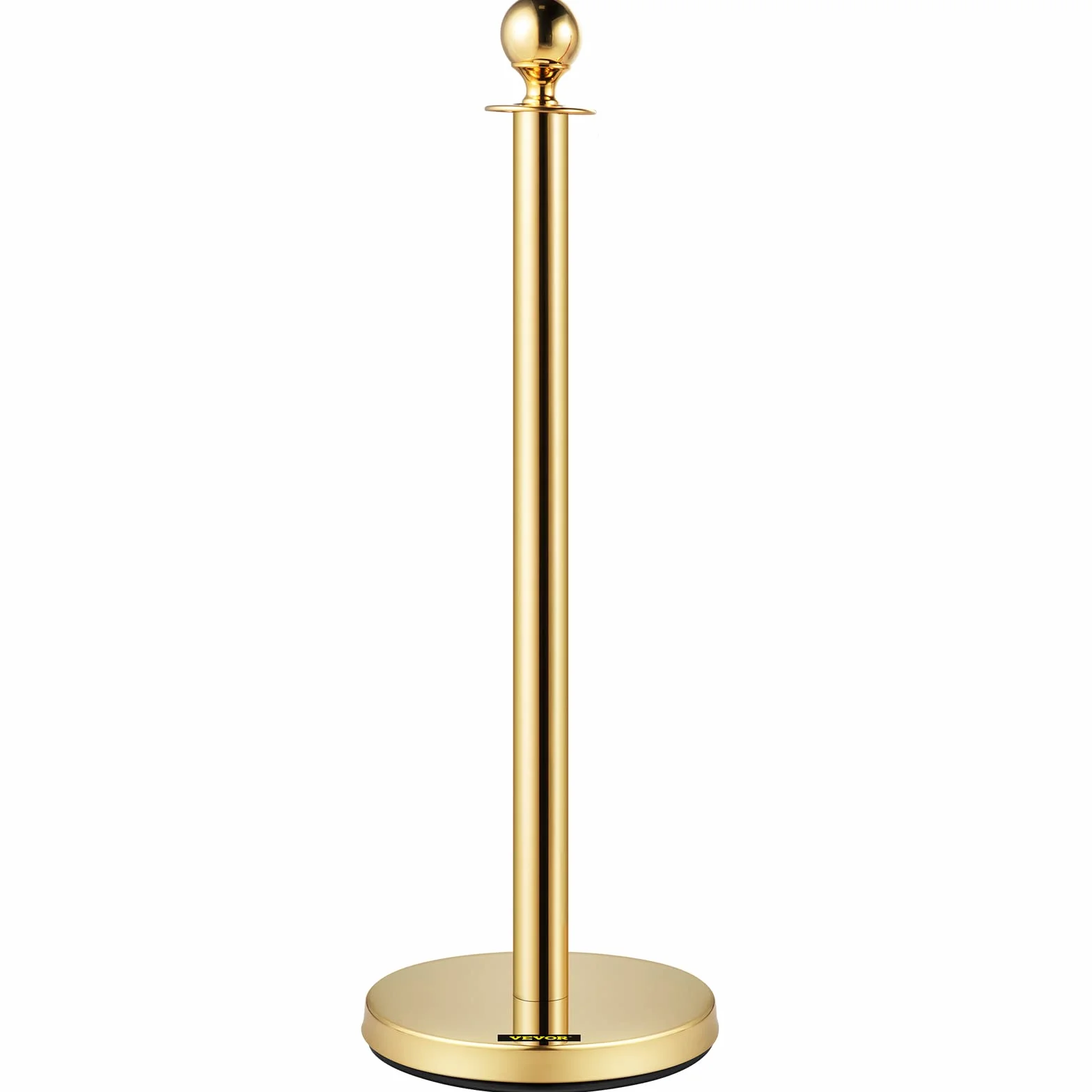 VEVOR Poteau de Guidage Doré 2PCs, Barrière de Balisage avec Corde Velours Rouge 1,5m pour Contrôle de Foules