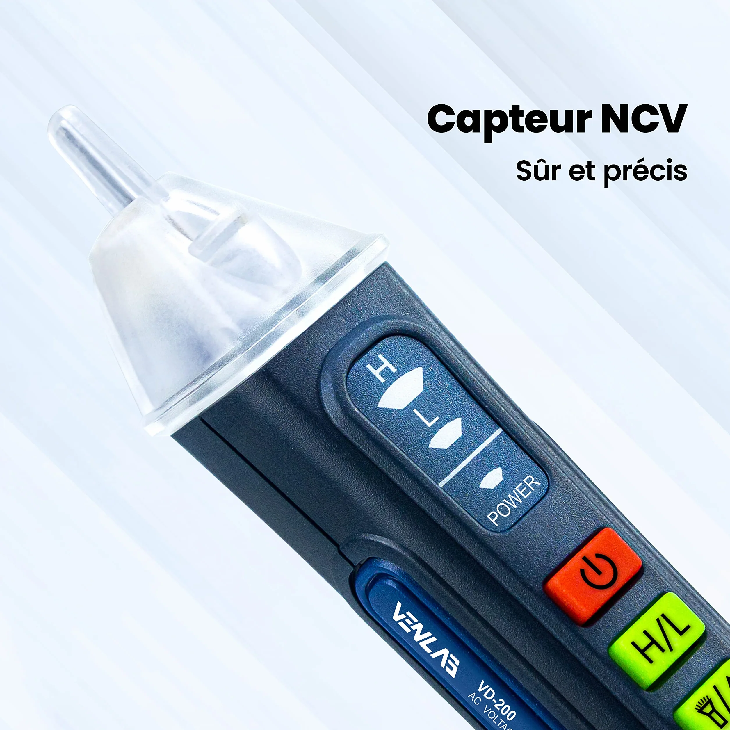 Détecteur de Tension sans Contact 12V~1000V, Testeur Électrique avec Buzzer Sonore et Lumineux, Venlab