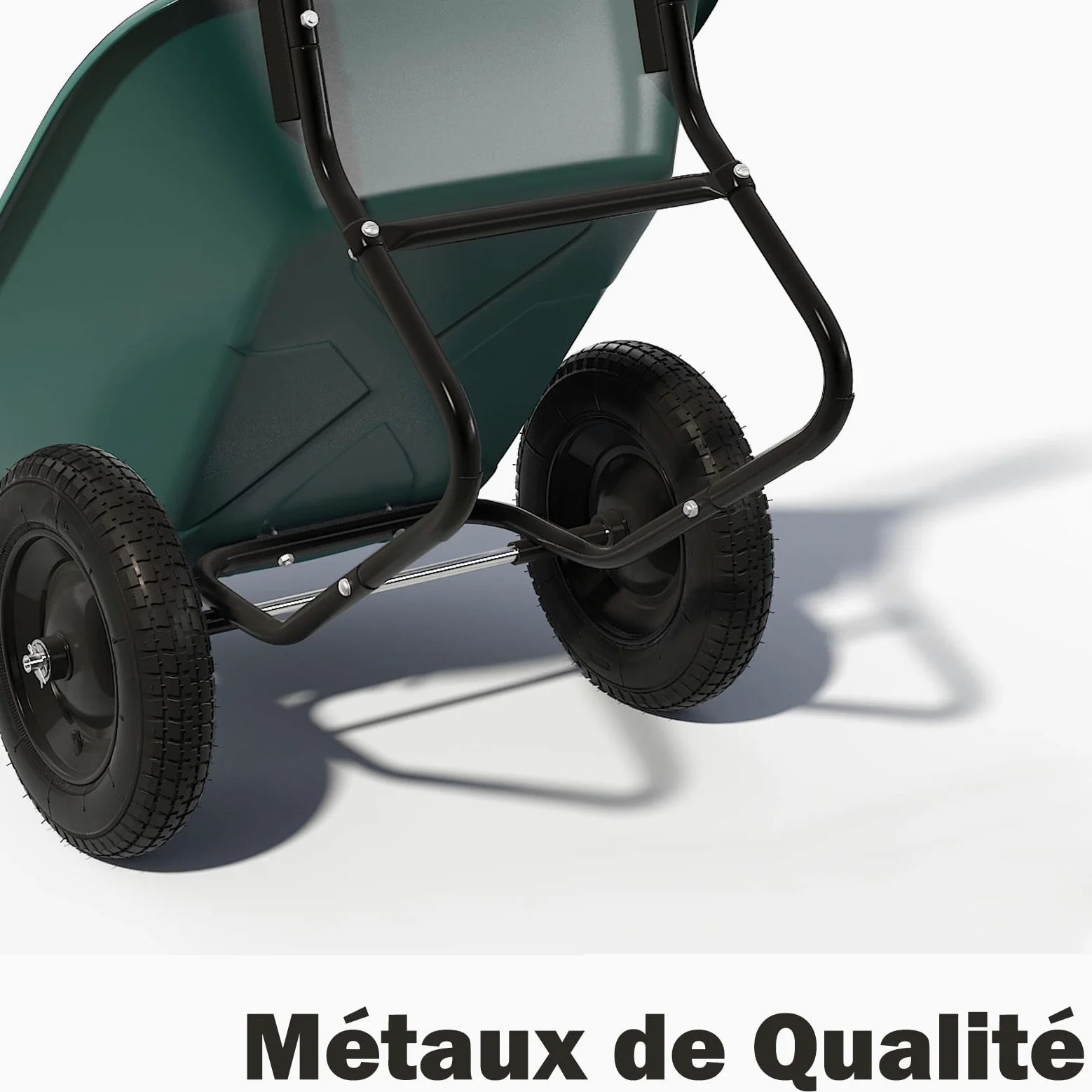 GYMAX Brouette de Jardin 2 Roues avec Cuve de 140 L, Chariot de Jardin avec Contenant en PP, Cadre en Fer Charge 100kg, Pneumatiques pour Tout Terrain, Convient pour Jardin, Patio et Entrepôt (Vert)