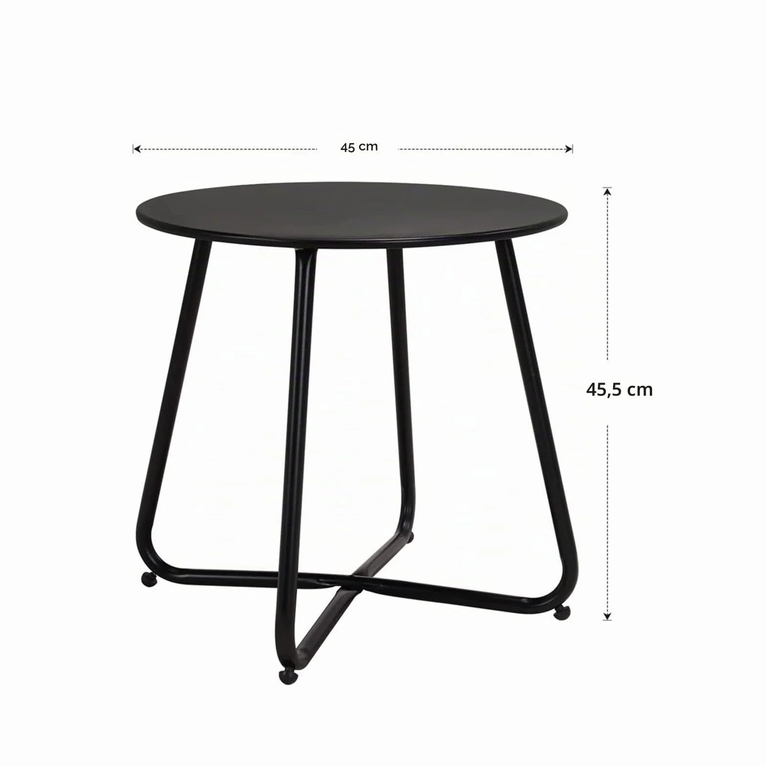 Grand patio Petit Table d'Appoint, Couleurs Variées, Café Table, Acier de Première Qualité, Poids Léger, Table Basse pour Bureau, Balcon, Cuisine et la Chambre (Noir)